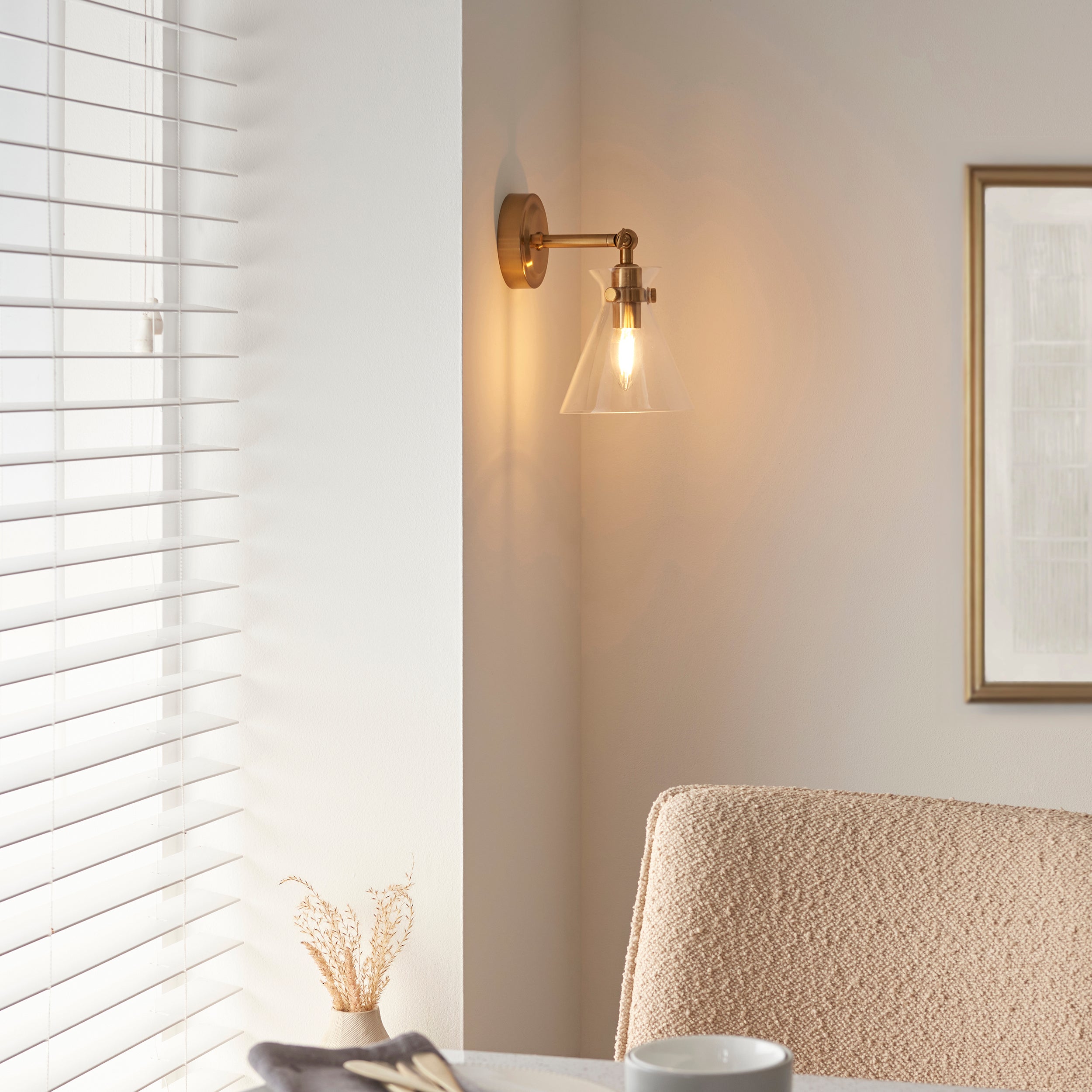 Harlow Brass Adjustable Wall Light by Endon Lighting