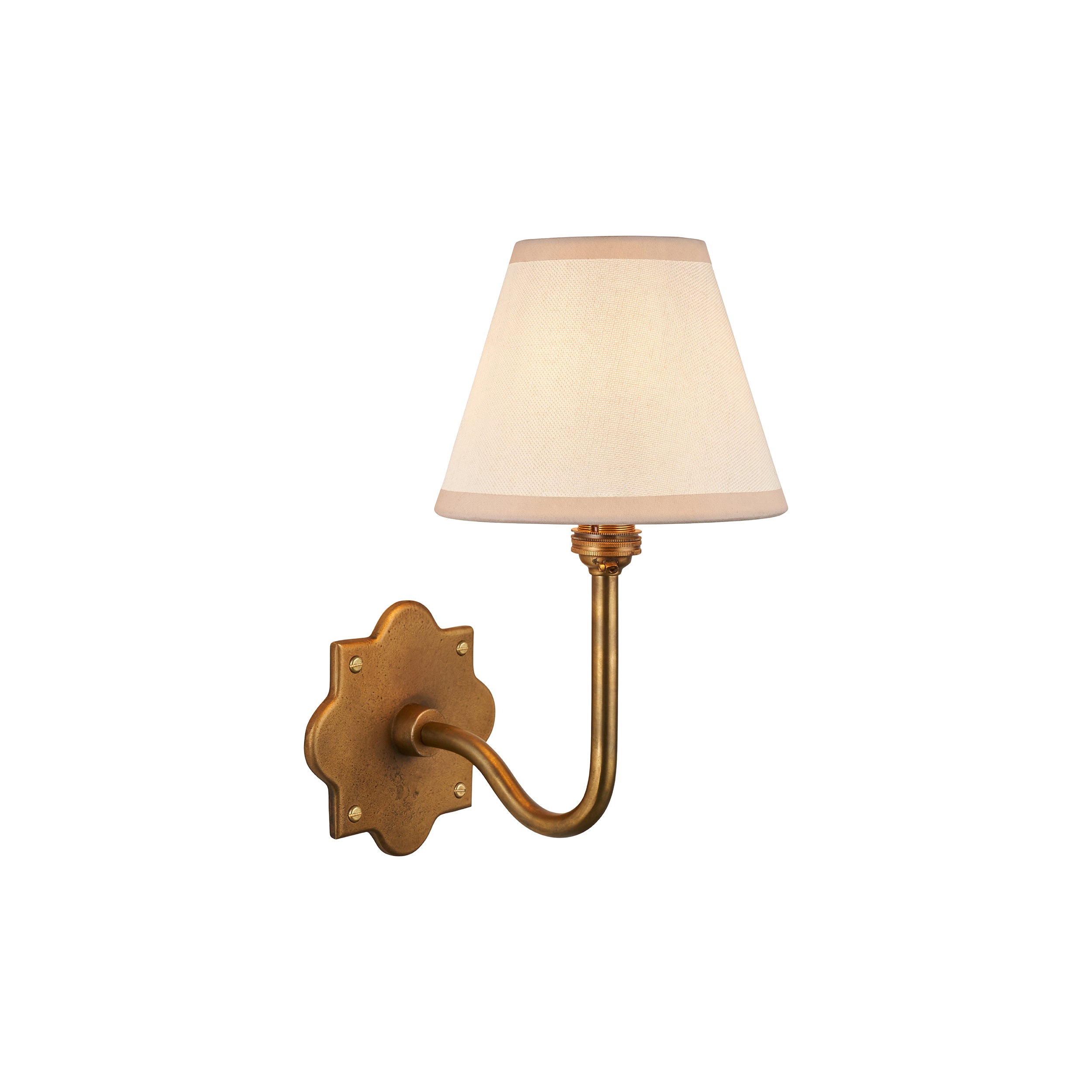 Anvil Swan Antique Brass Wall Light & White Ivy 16cm Shade 113708 by Endon Lighting