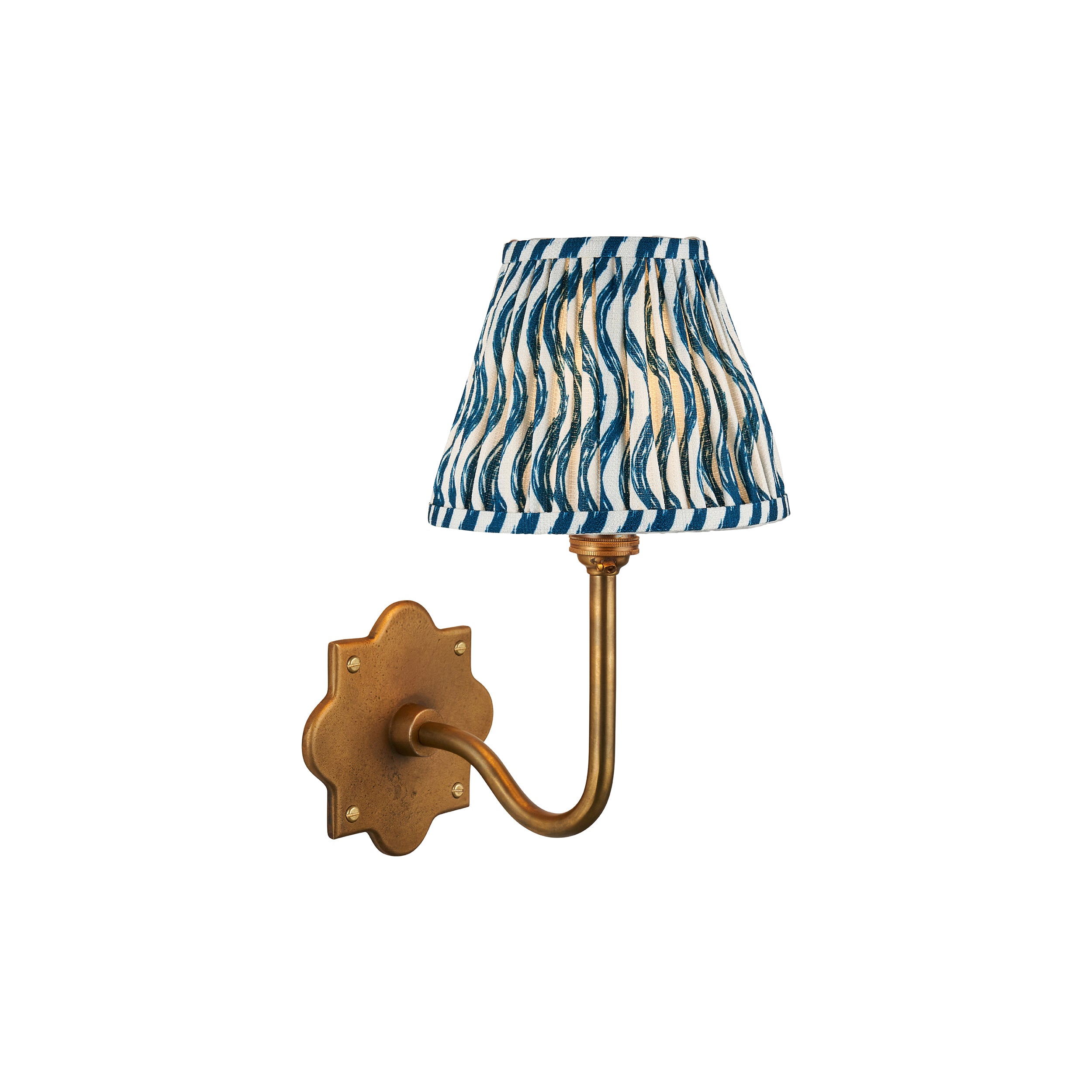 Anvil Swan Antique Brass Wall Light & Ripple 16cm Blue Shade 113732 by Endon Lighting