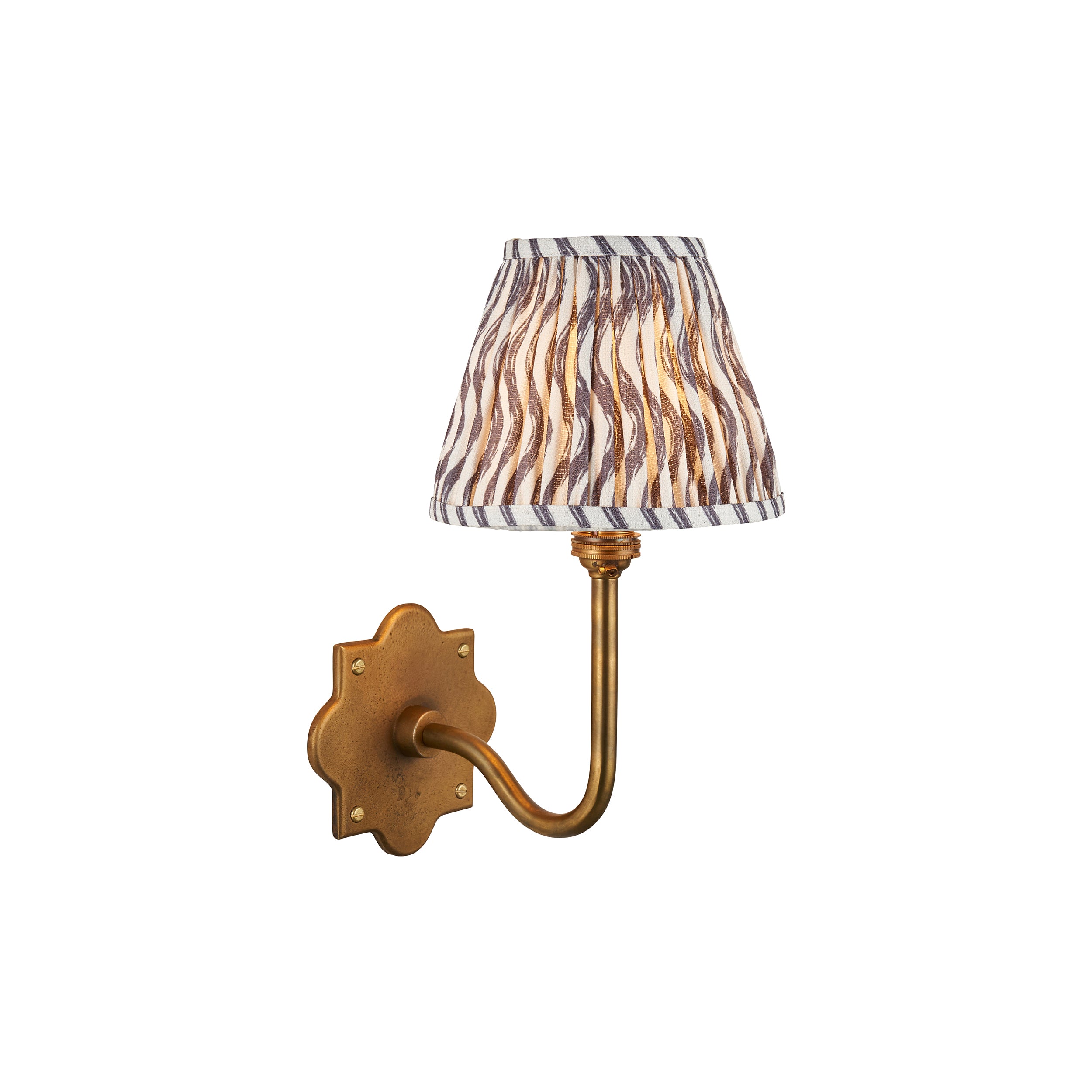 Anvil Swan Antique Brass Wall Light & Ripple 16cm Grey Shade 113734 by Endon Lighting