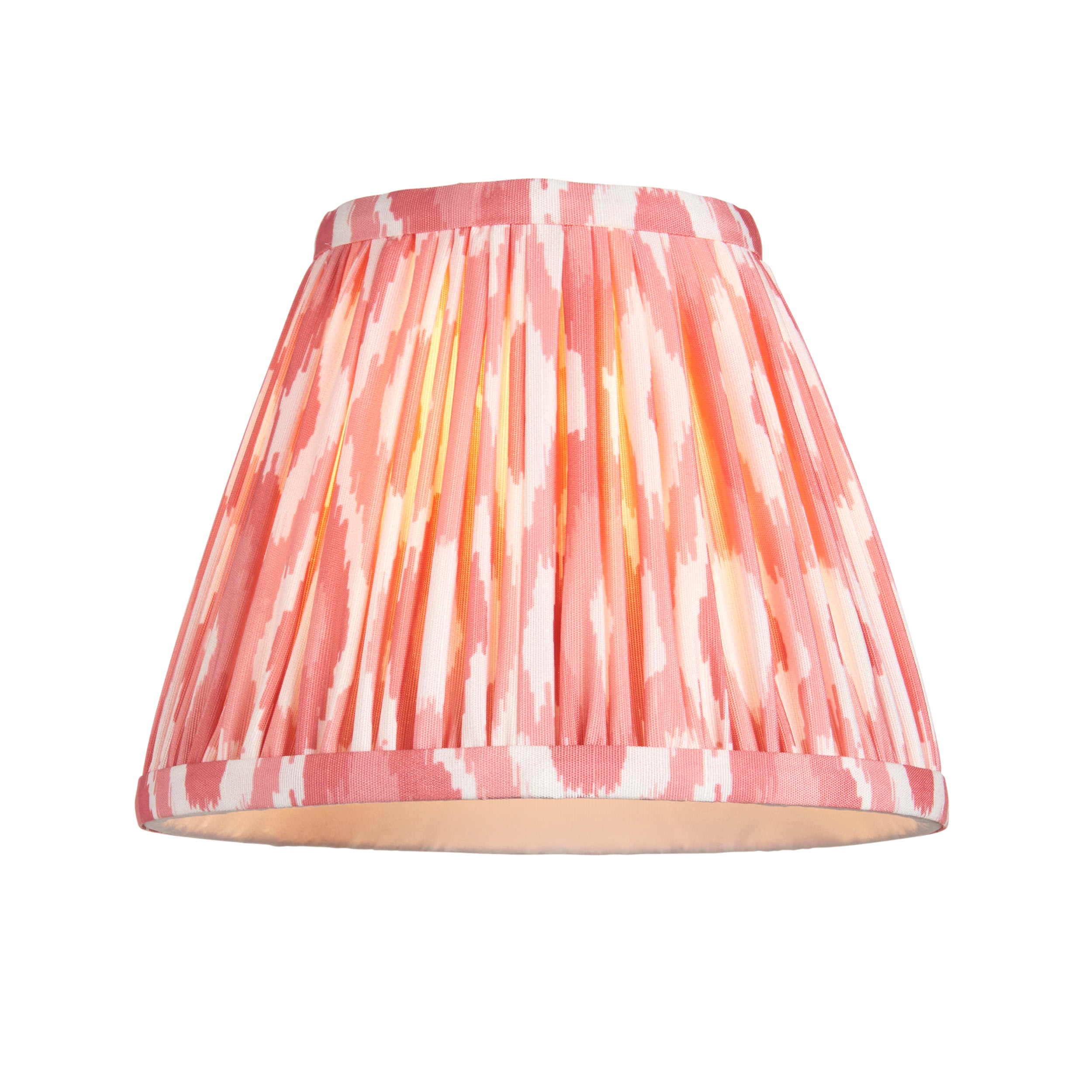 Ripple Curve Brass Wall Light & Coral Pink Ikat 16cm Shade