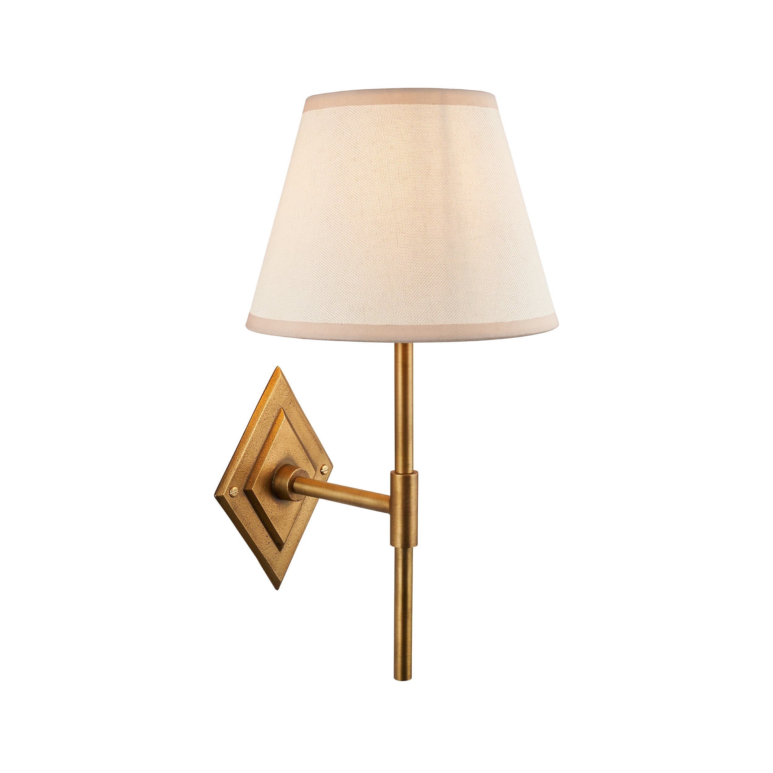 Diamond Brass Tall Wall Light & White Ivy 20cm Shade 114165 by Endon Lighting