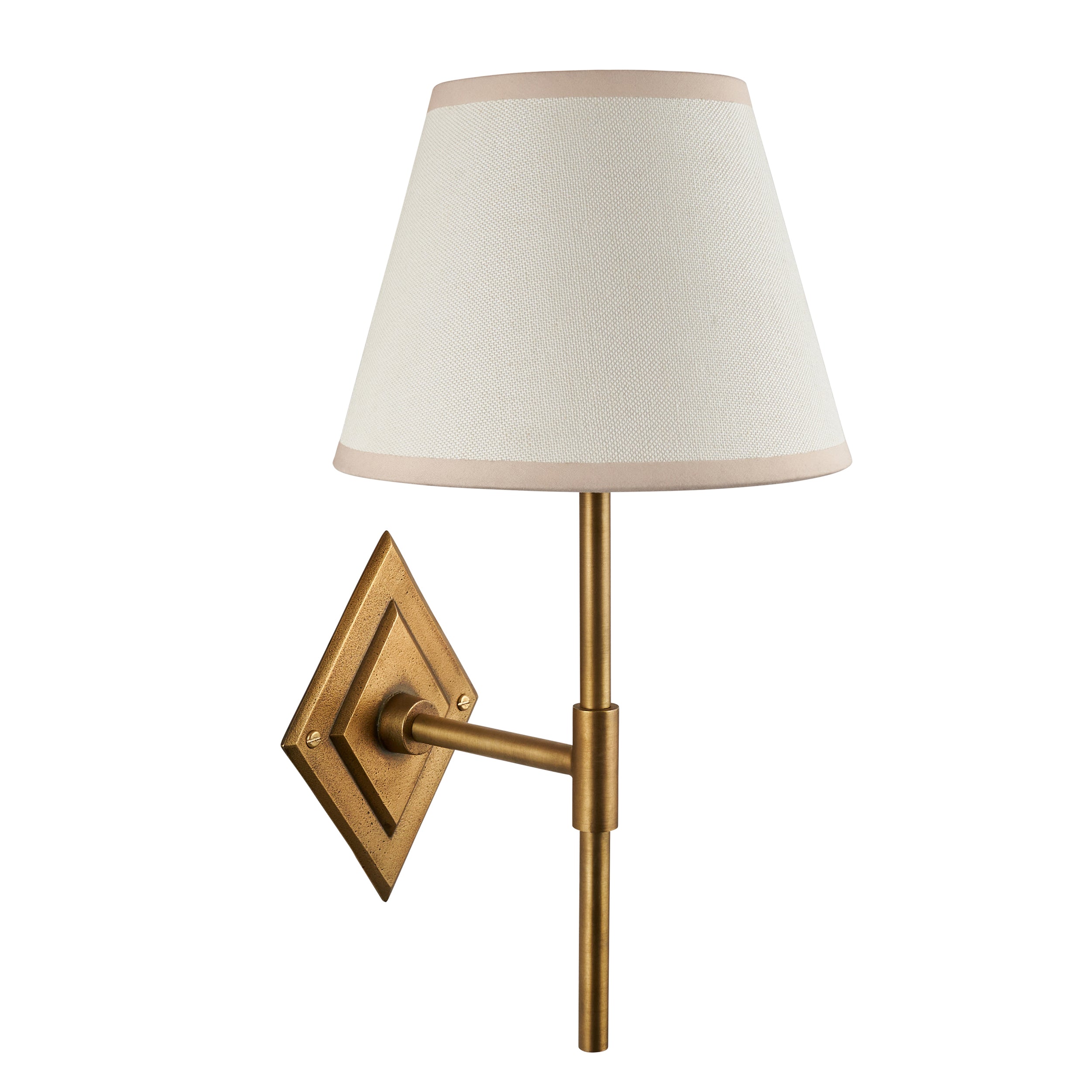 Diamond Brass Tall Wall Light & White Ivy 20cm Shade