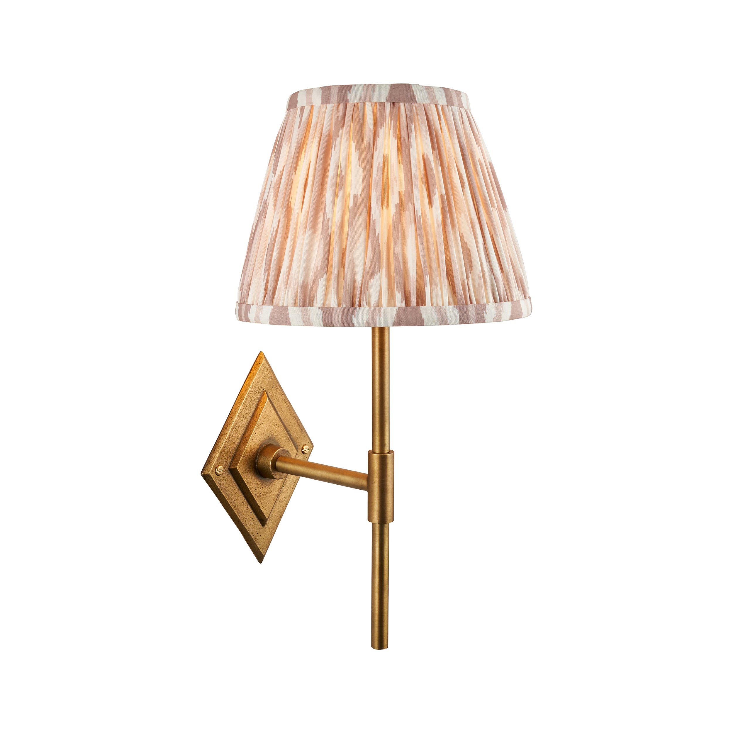 Diamond Brass Tall Wall Light & Neutral Ikat 20cm Shade 114166 by Endon Lighting
