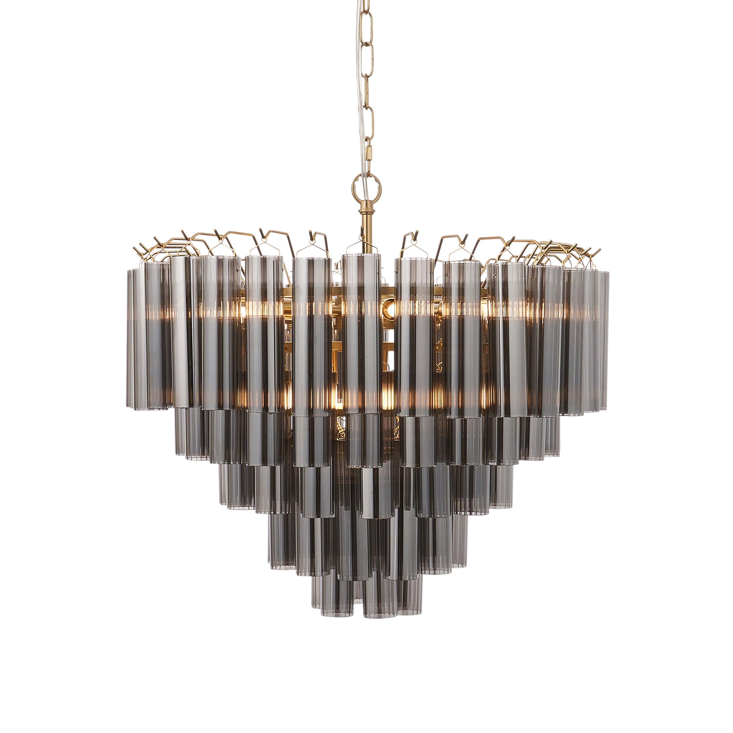 Toulouse Brass and Smokey Glass Chandelier