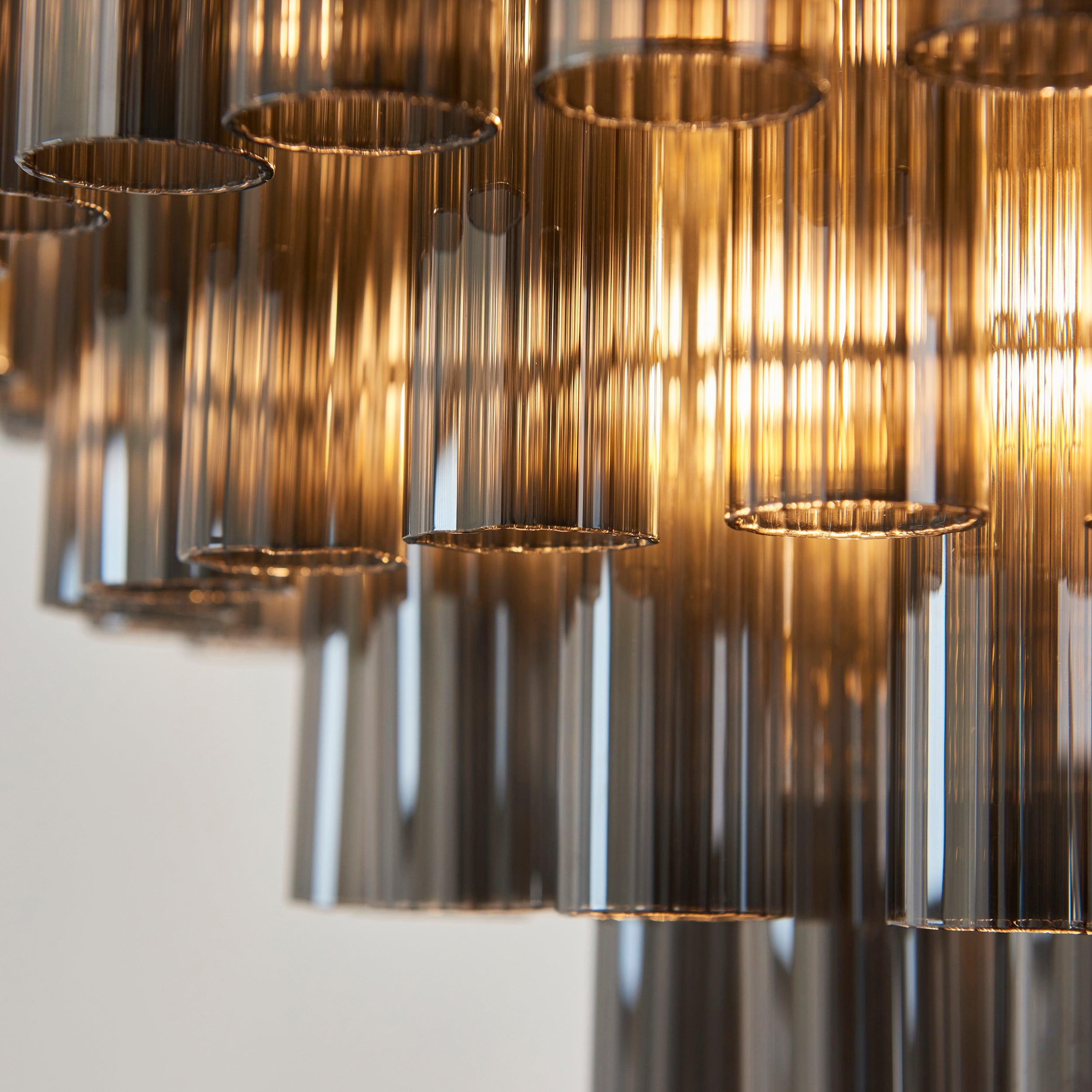 Toulouse Brass and Smokey Glass Chandelier