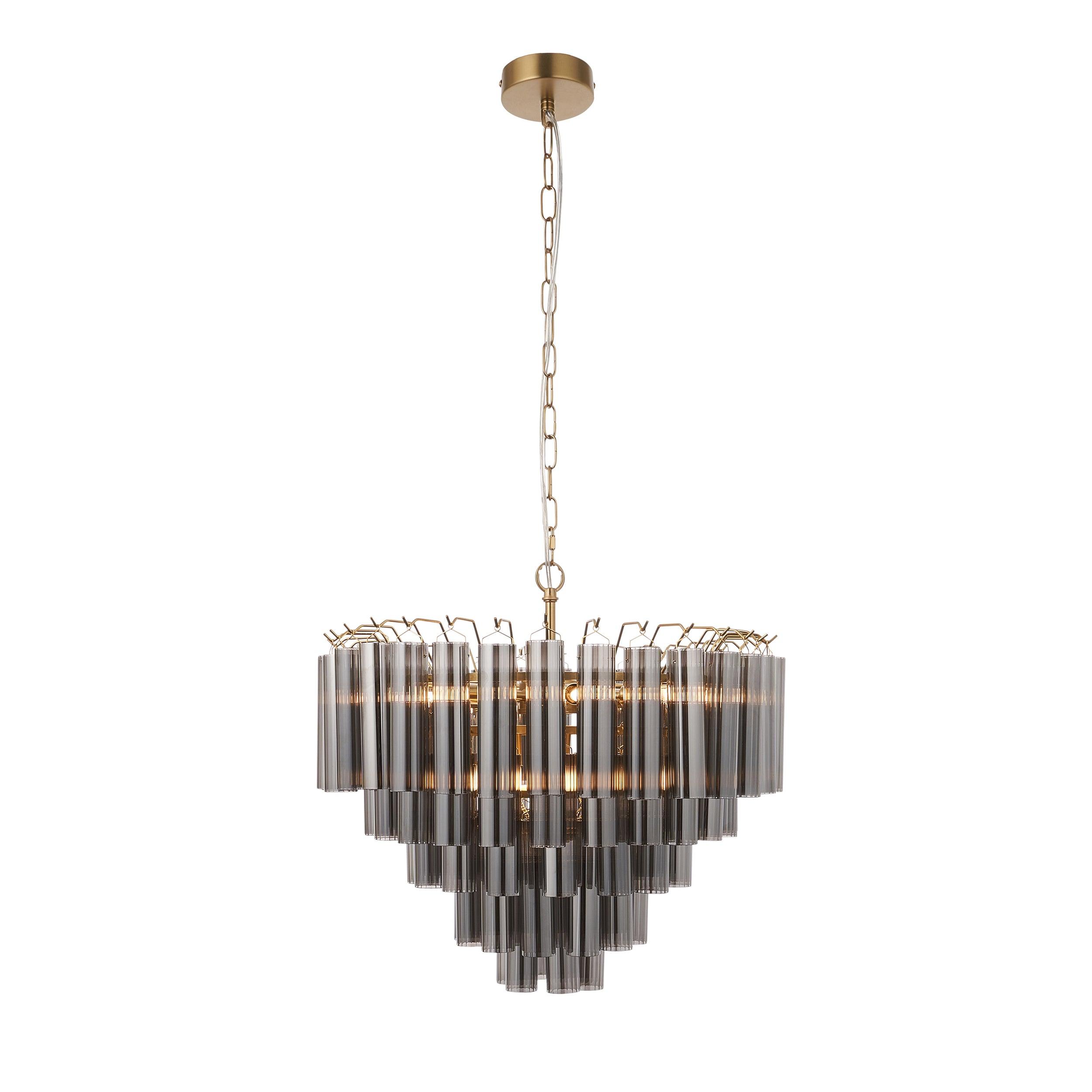 Toulouse Brass and Smokey Glass Chandelier