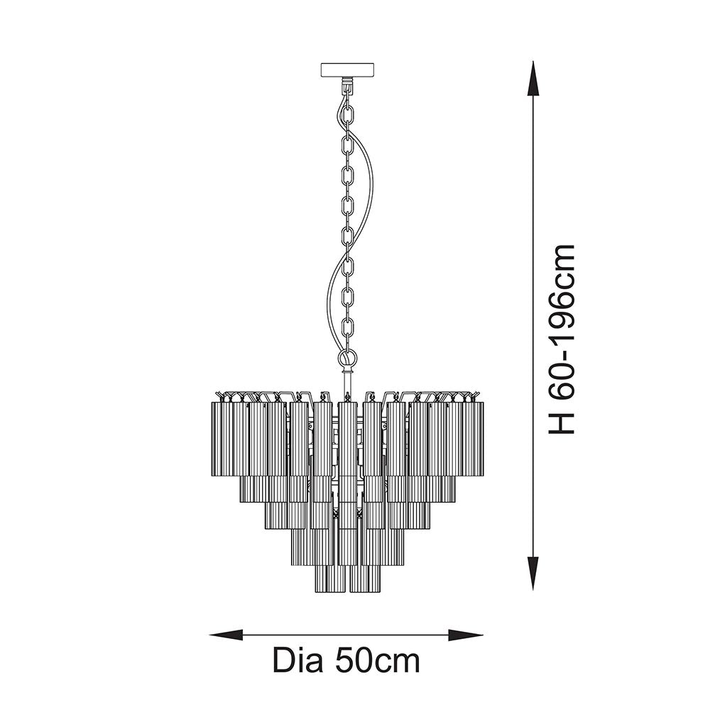 Toulouse Brass and Ribbed Angled Glass Chandelier — rear view