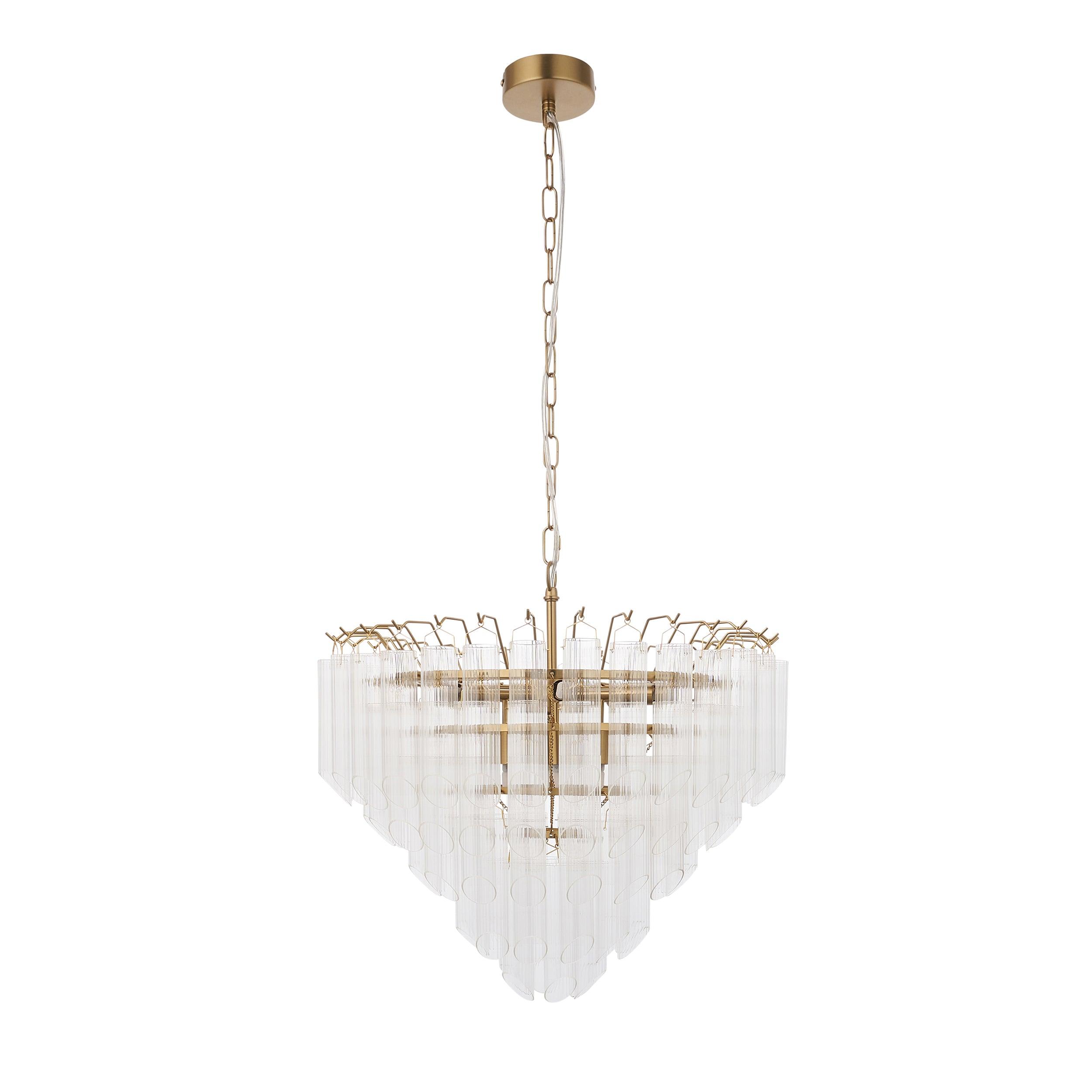 Toulouse Brass and Ribbed Angled Glass Chandelier