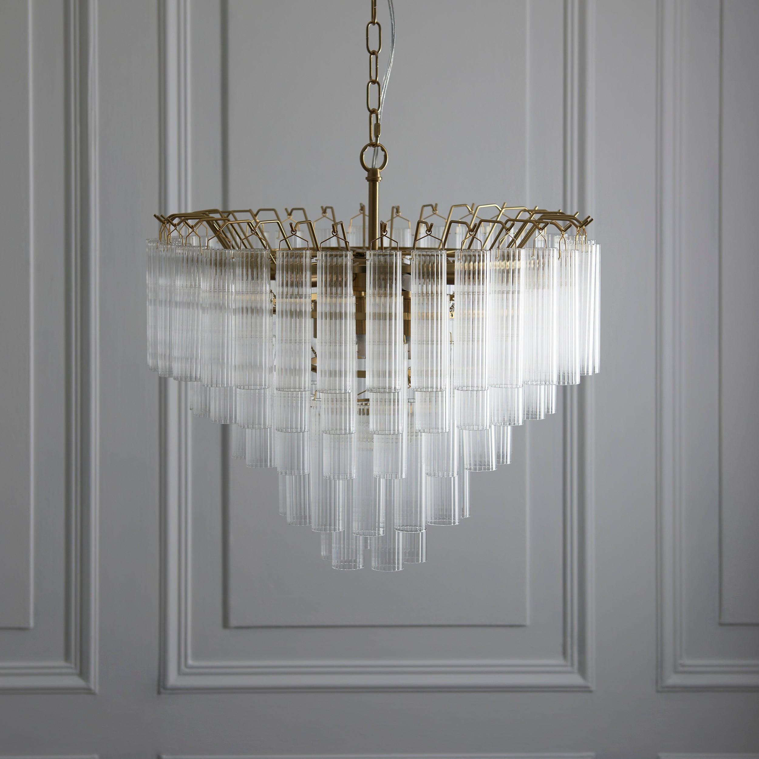 Toulouse Brass and Clear Glass Chandelier