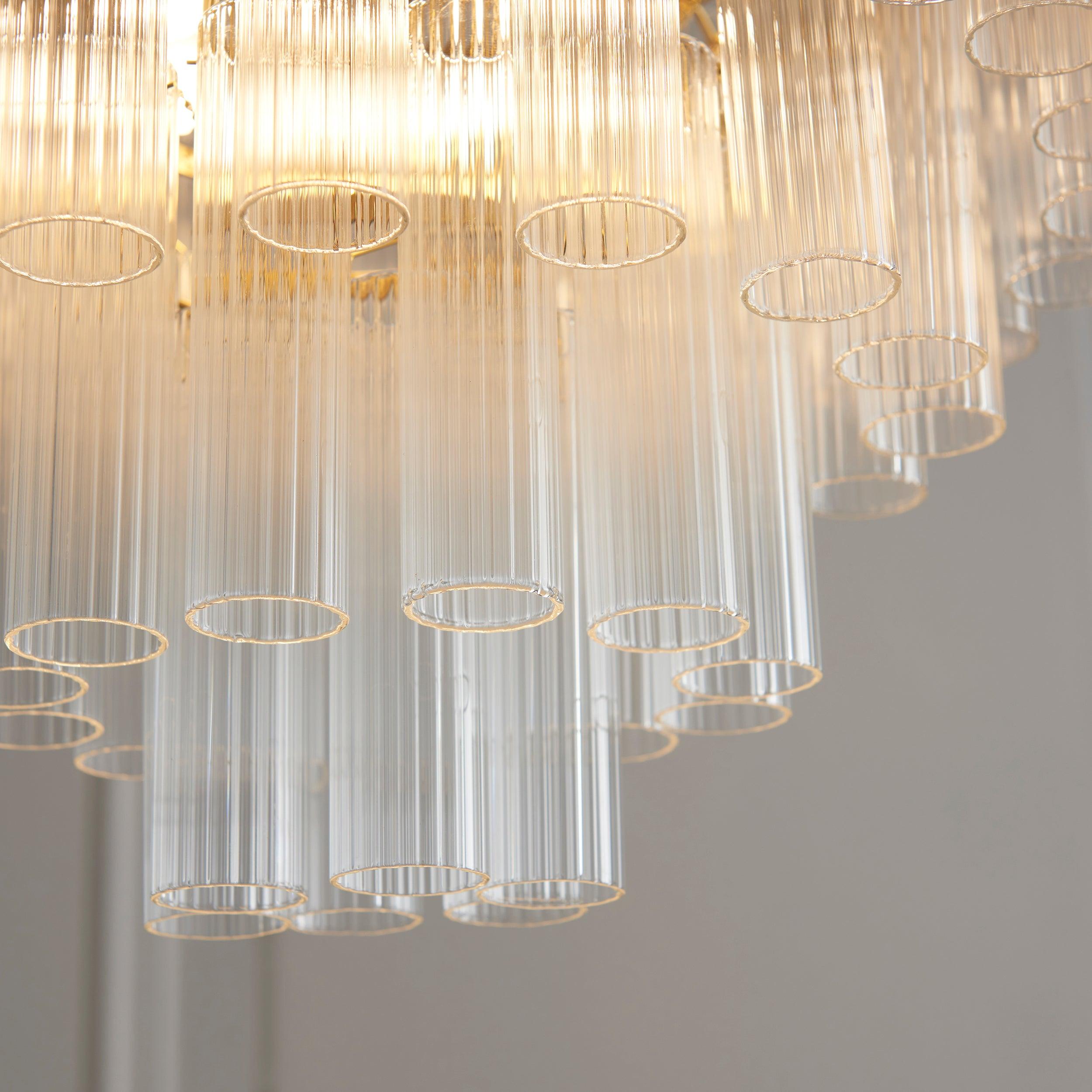 Toulouse Brass and Clear Glass Chandelier