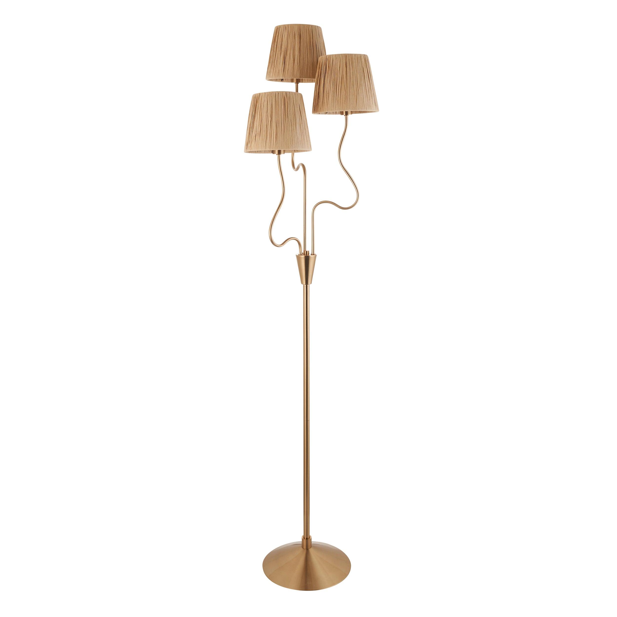 Wriggle 3 Light Brass Floor Lamp
