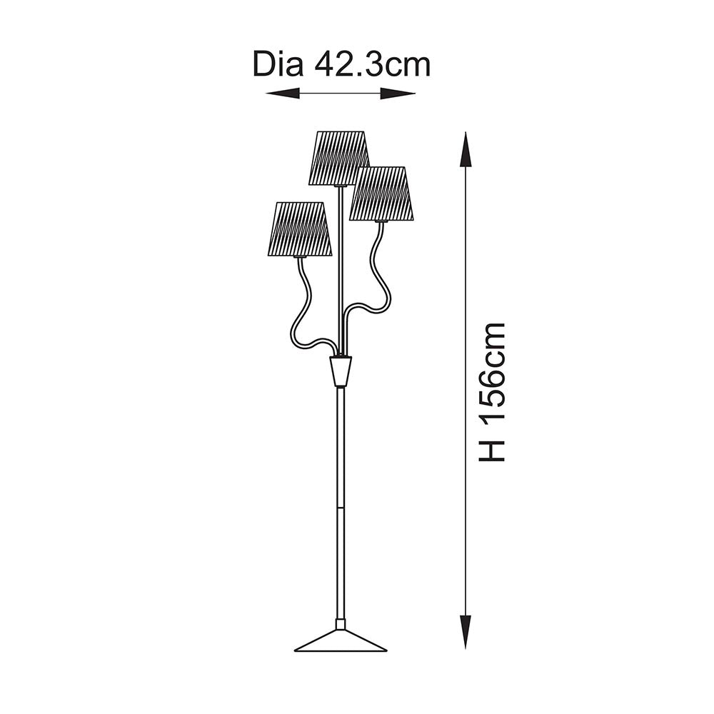 Wriggle 3 Light Brass Floor Lamp