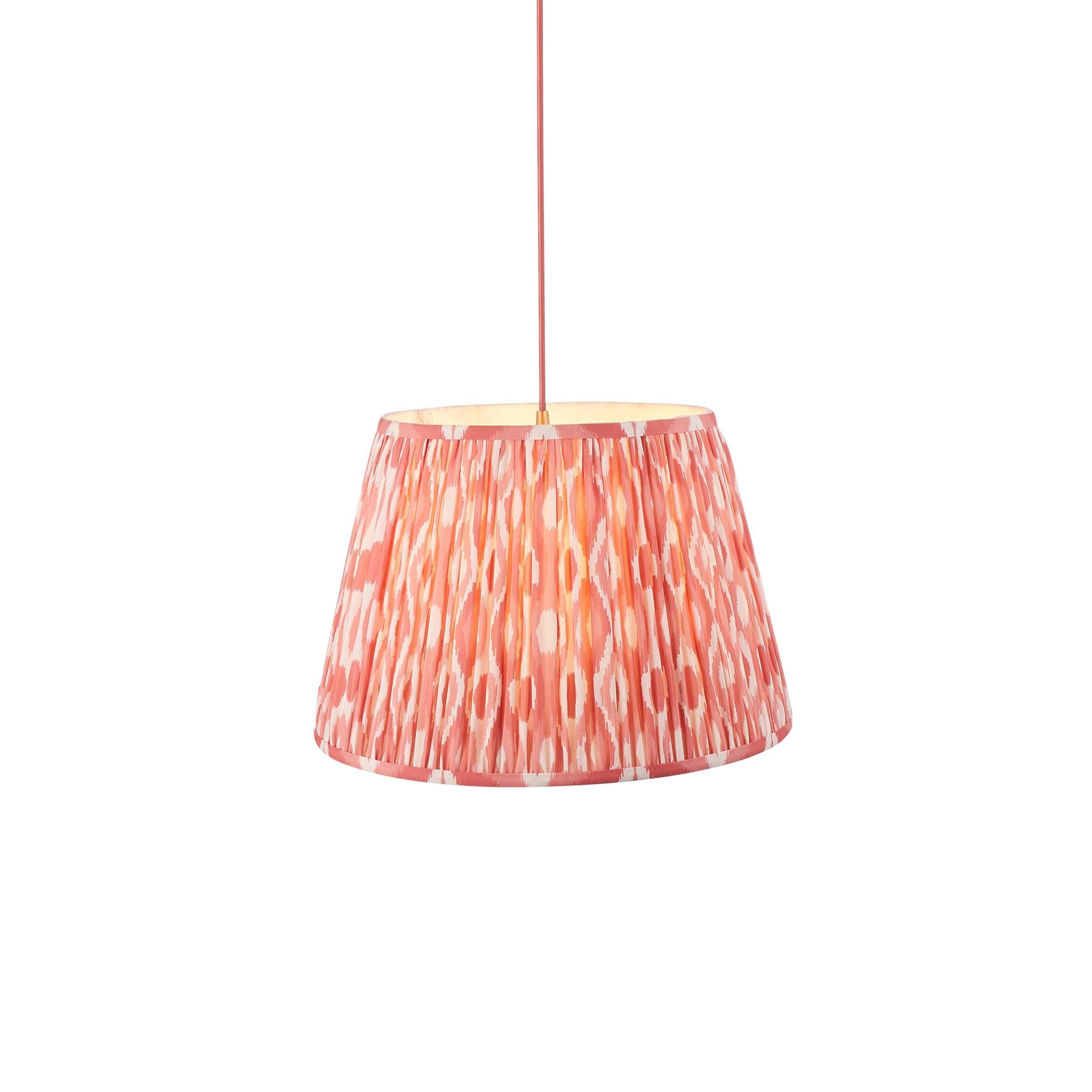 Eltham Red Braided Ceiling Pendant Light With Pink 40cm Ikat Shade