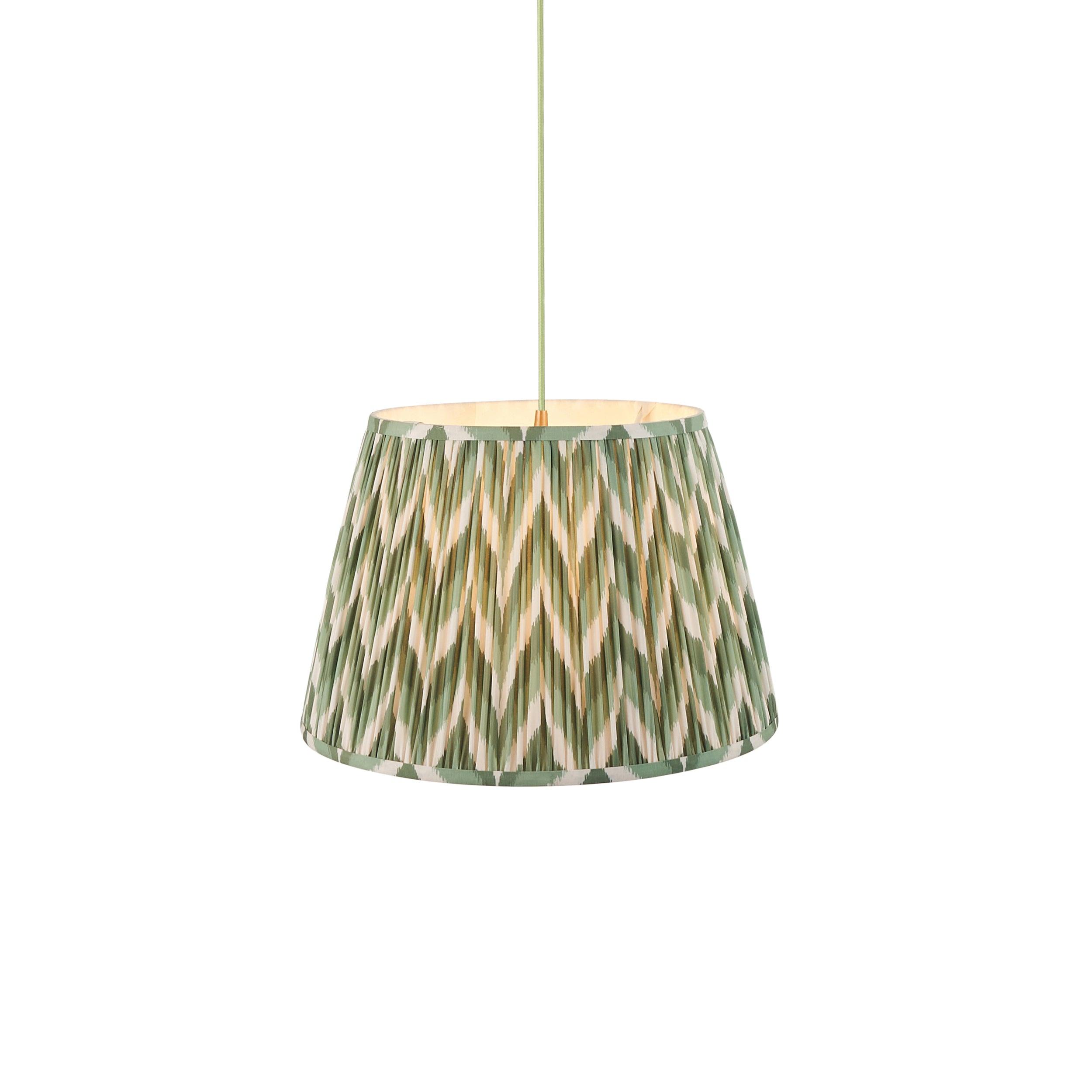 Eltham Green Braided Ceiling Pendant Light With Green 40cm ZigZag Shade