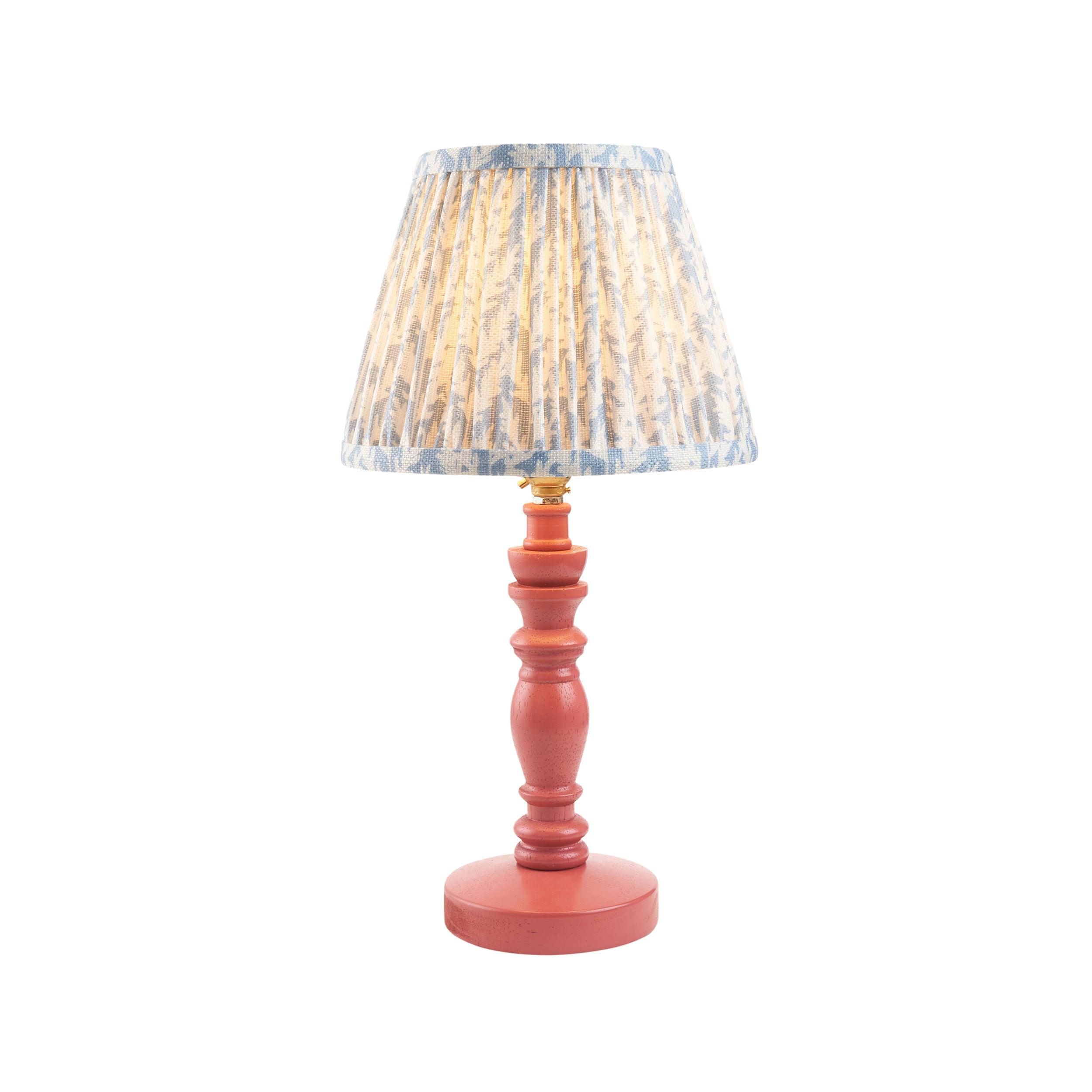Bibury Pink Table Lamp & Leaf 20cm Shell Bay Blue Shade