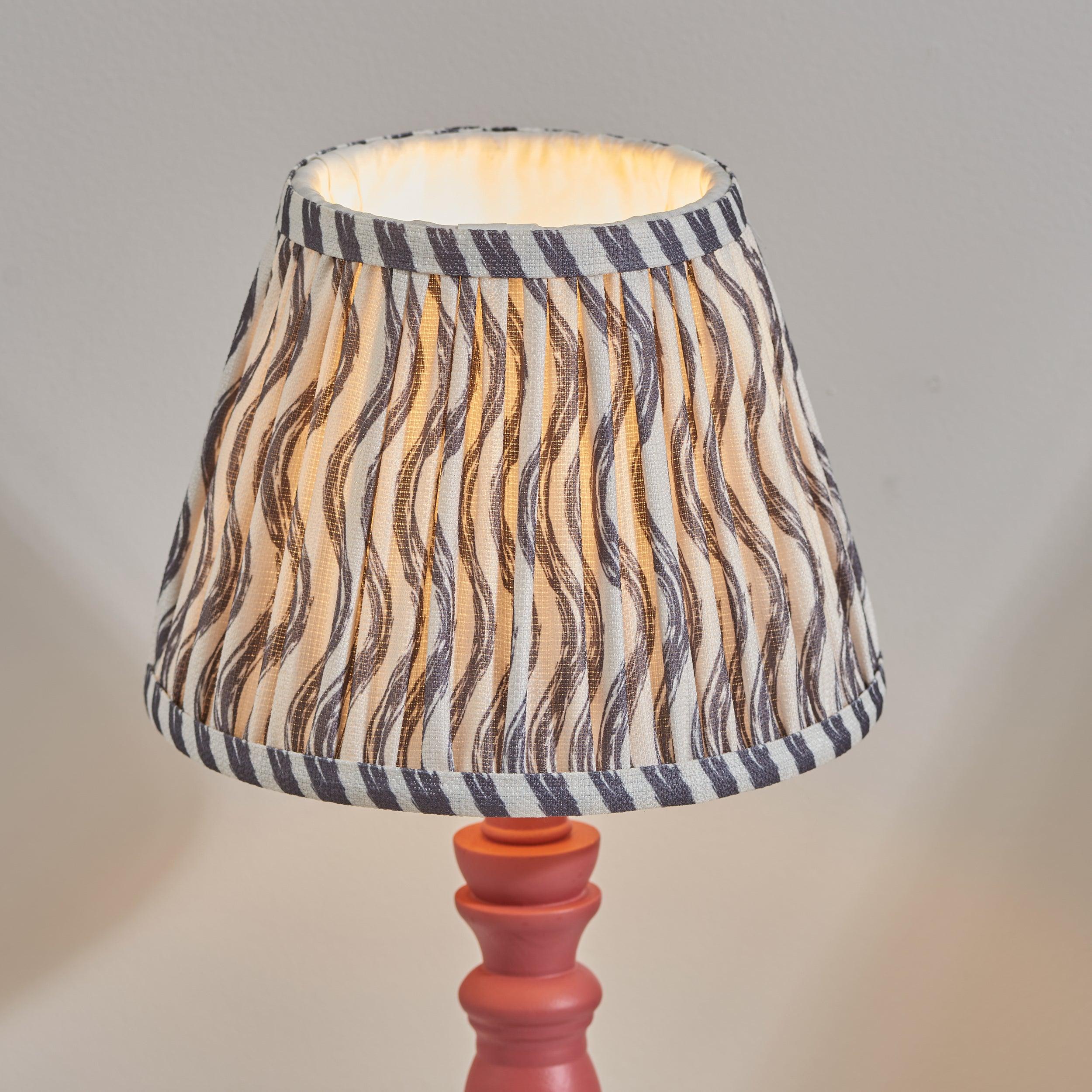 Bibury Pink Table Lamp & Ripple 20cm Pearl Grey Shade