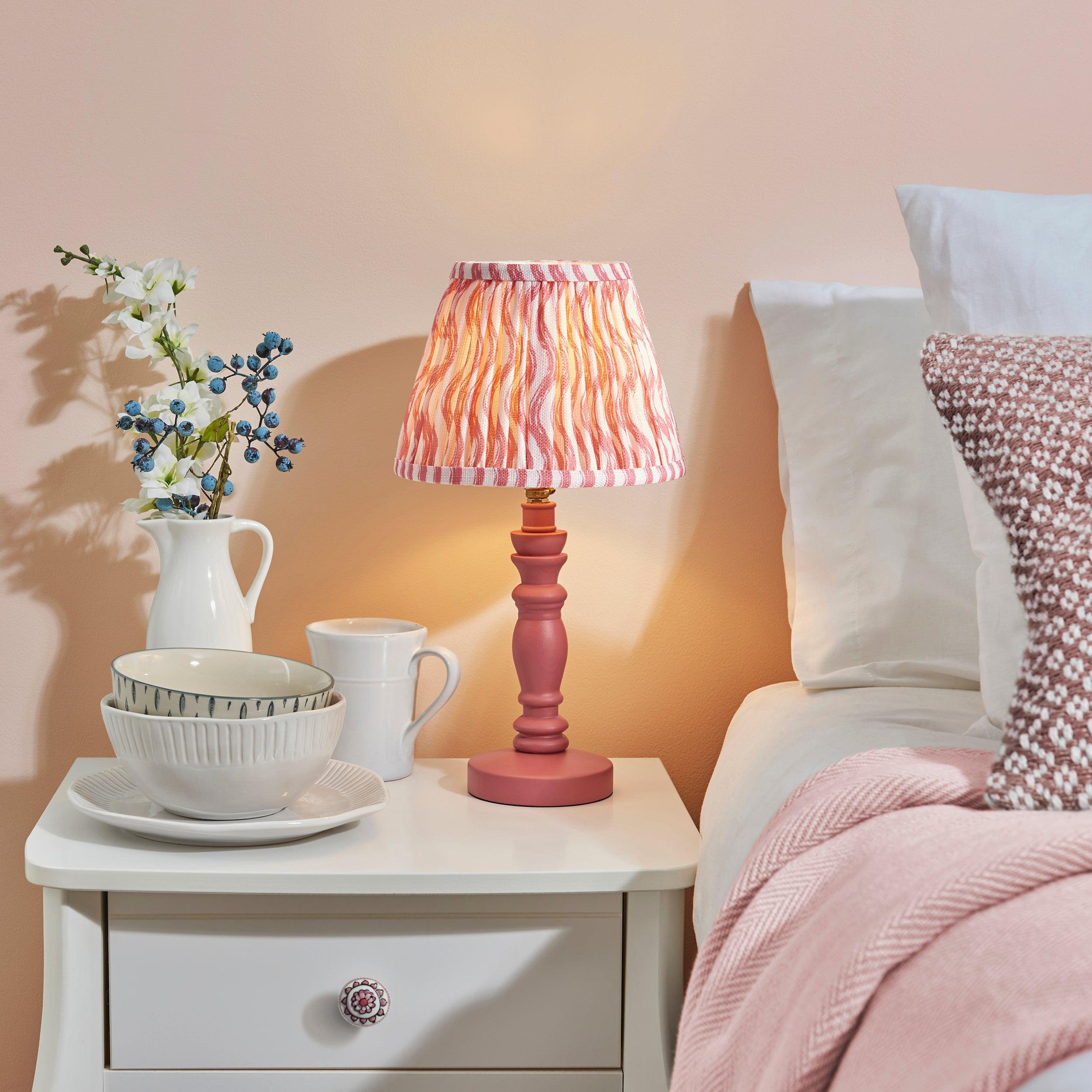 Bibury Pink Table Lamp & Ripple 20cm Coral Pink Shade
