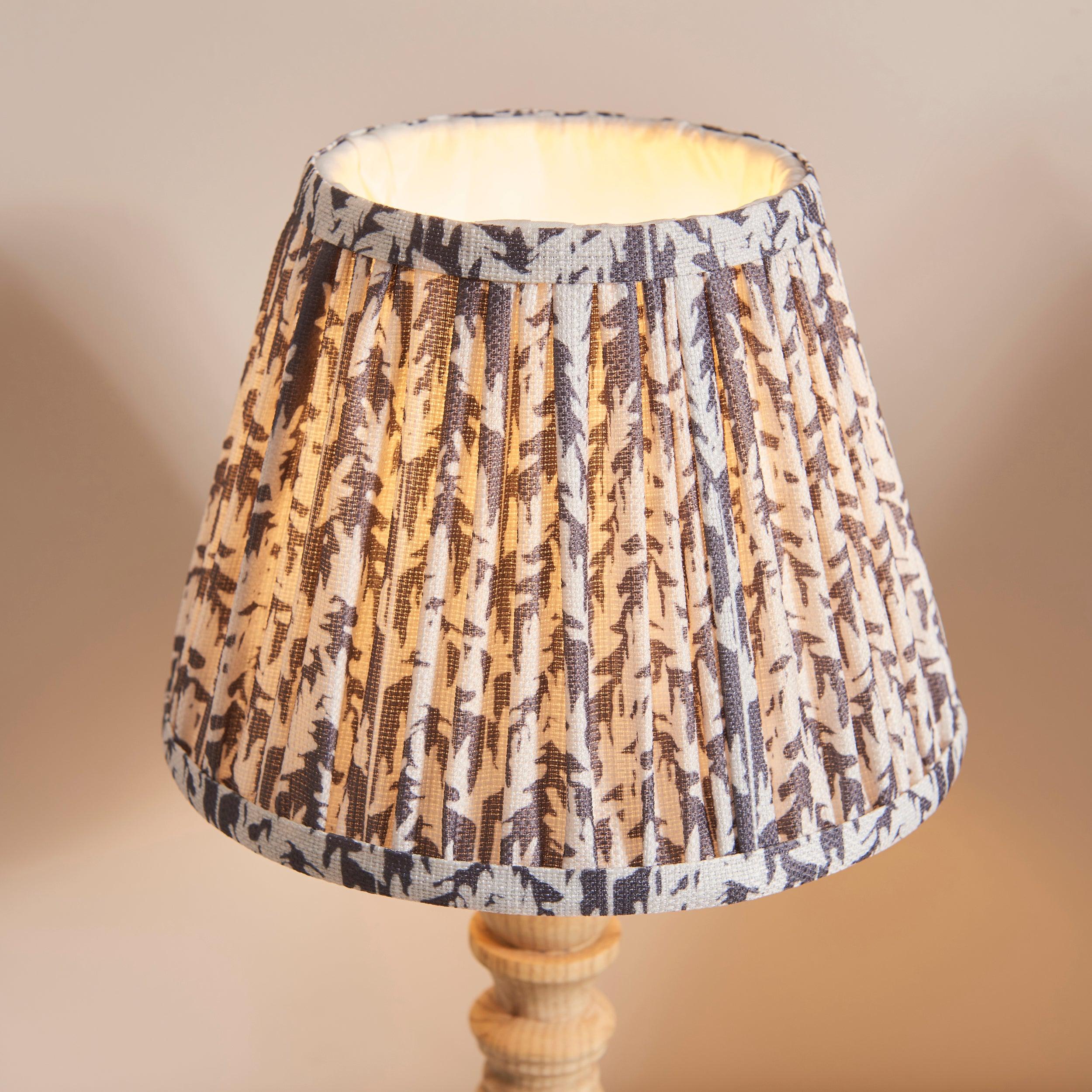 Bibury Wooden Table Lamp & Leaf 20cm Pearl Grey Shade