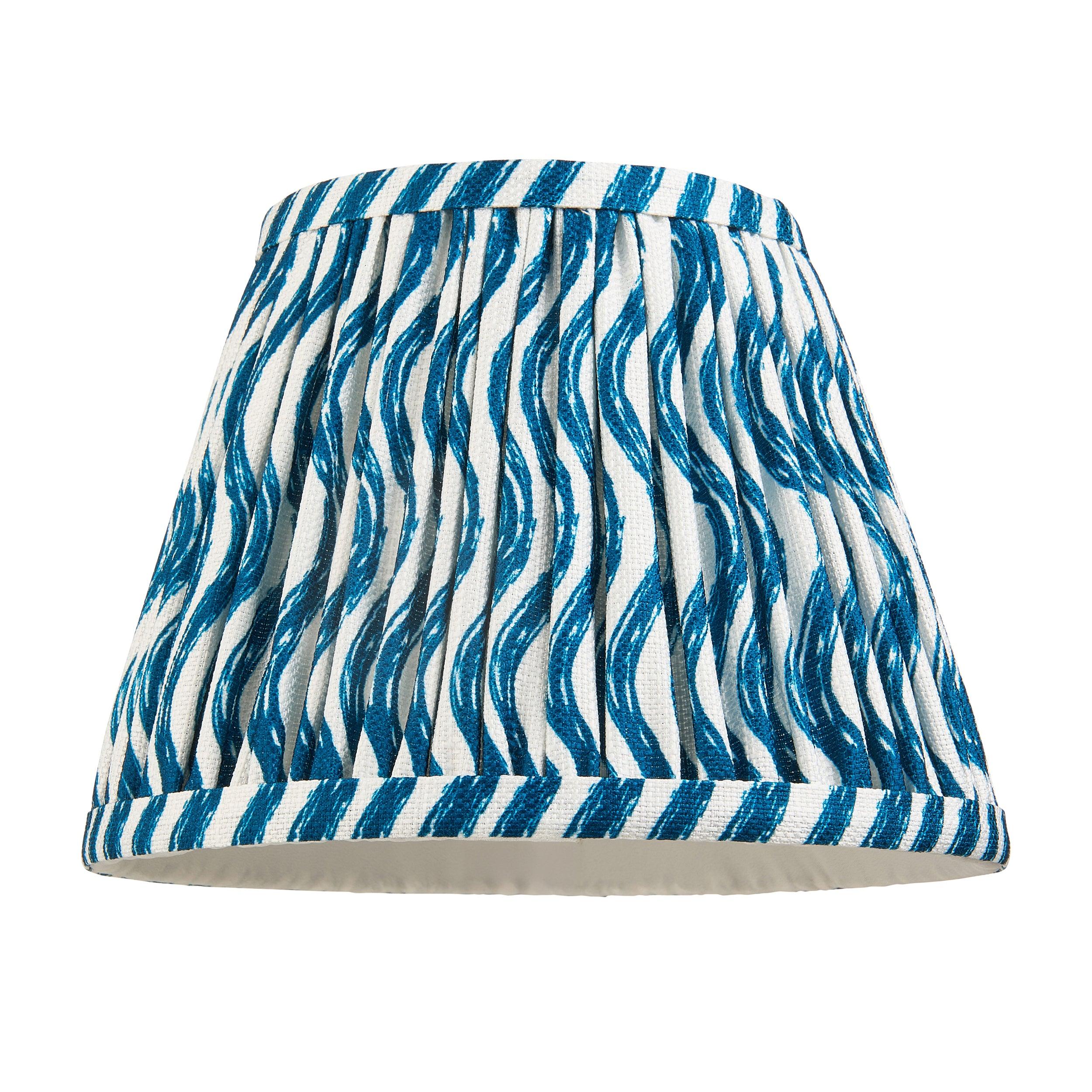 Bibury Wooden Table Lamp & Ripple 20cm Marlin Blue Shade