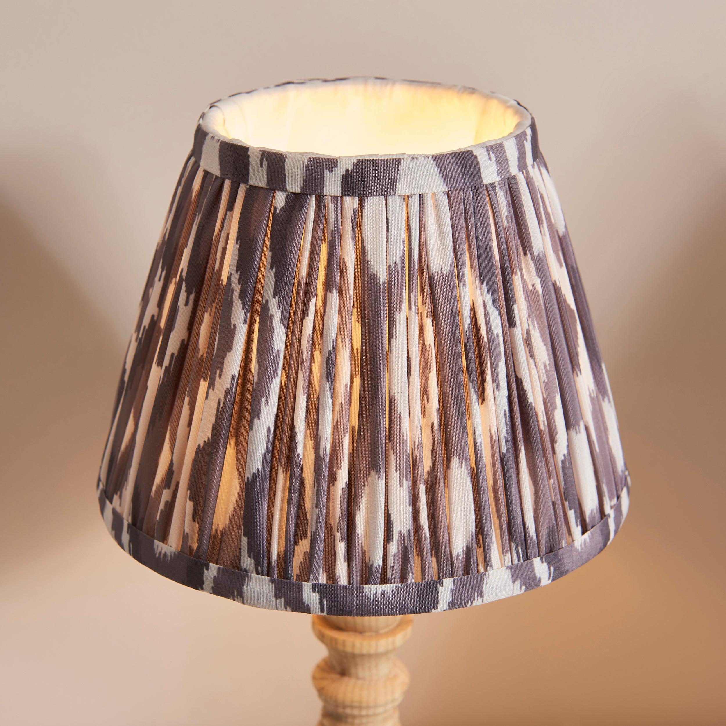 Bibury Wooden Table Lamp & Ikat 20cm Pearl Grey Shade