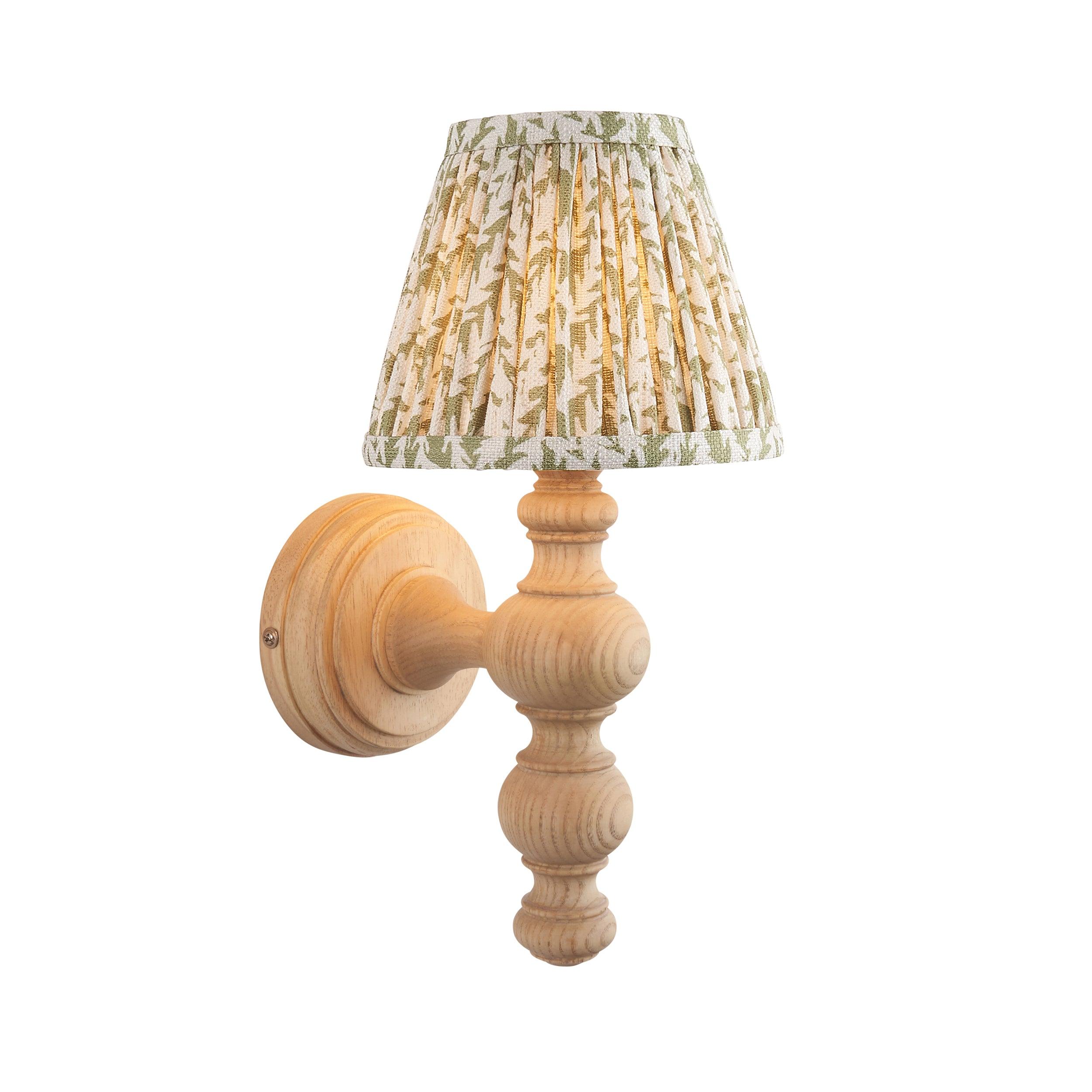 Bibury Wooden Wall Light & Leaf 16cm Herb Garden Green Shade