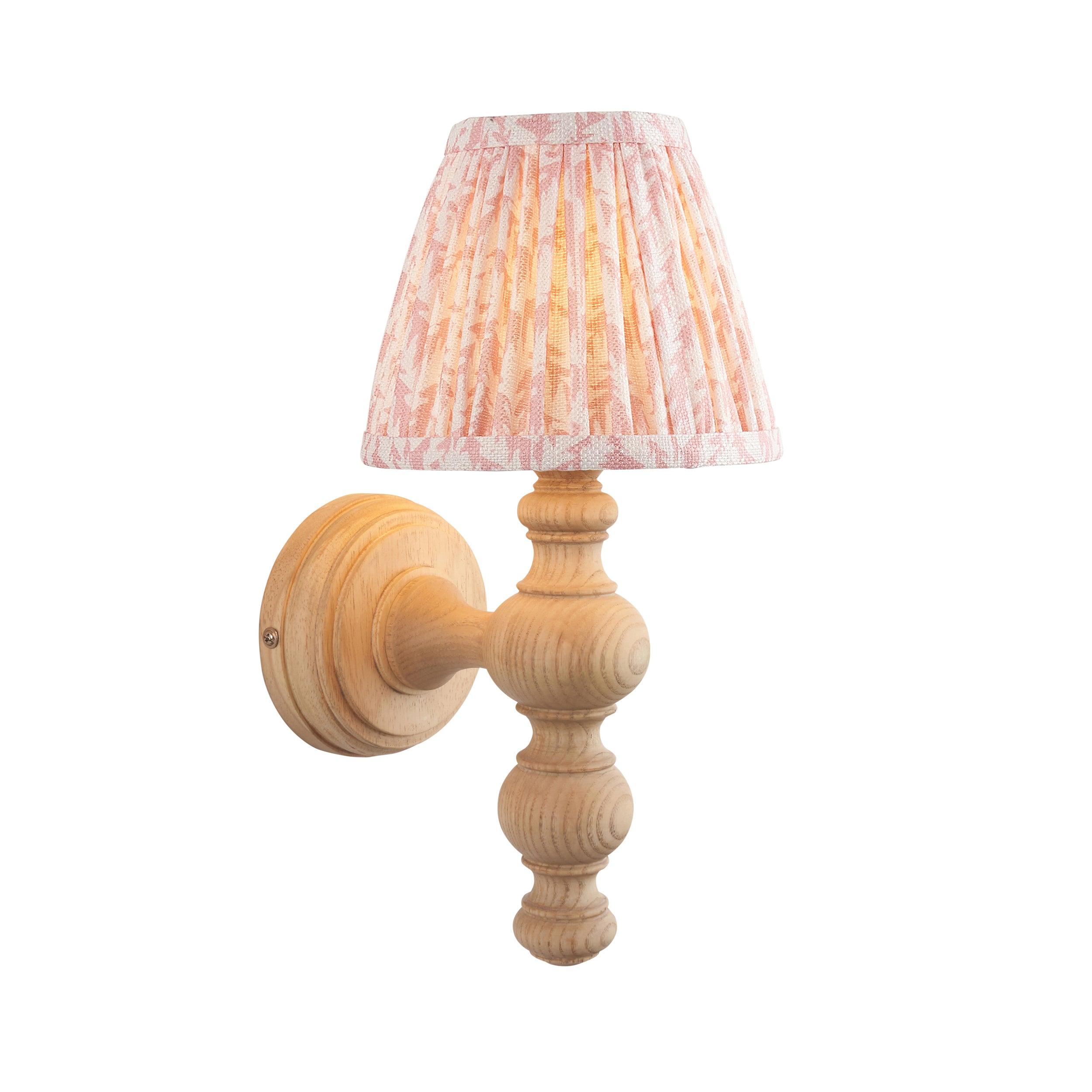 Bibury Wooden Wall Light & Leaf 16cm Peachy keen Shade