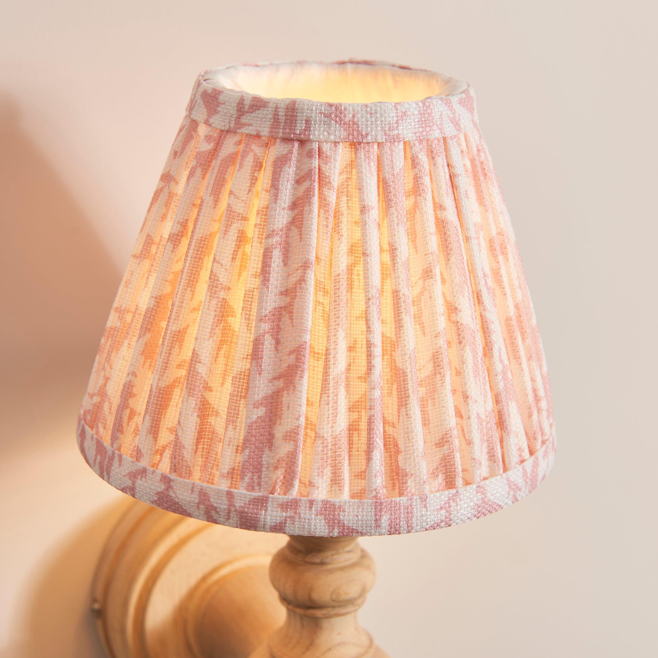 Bibury Wooden Wall Light & Leaf 16cm Peachy keen Shade