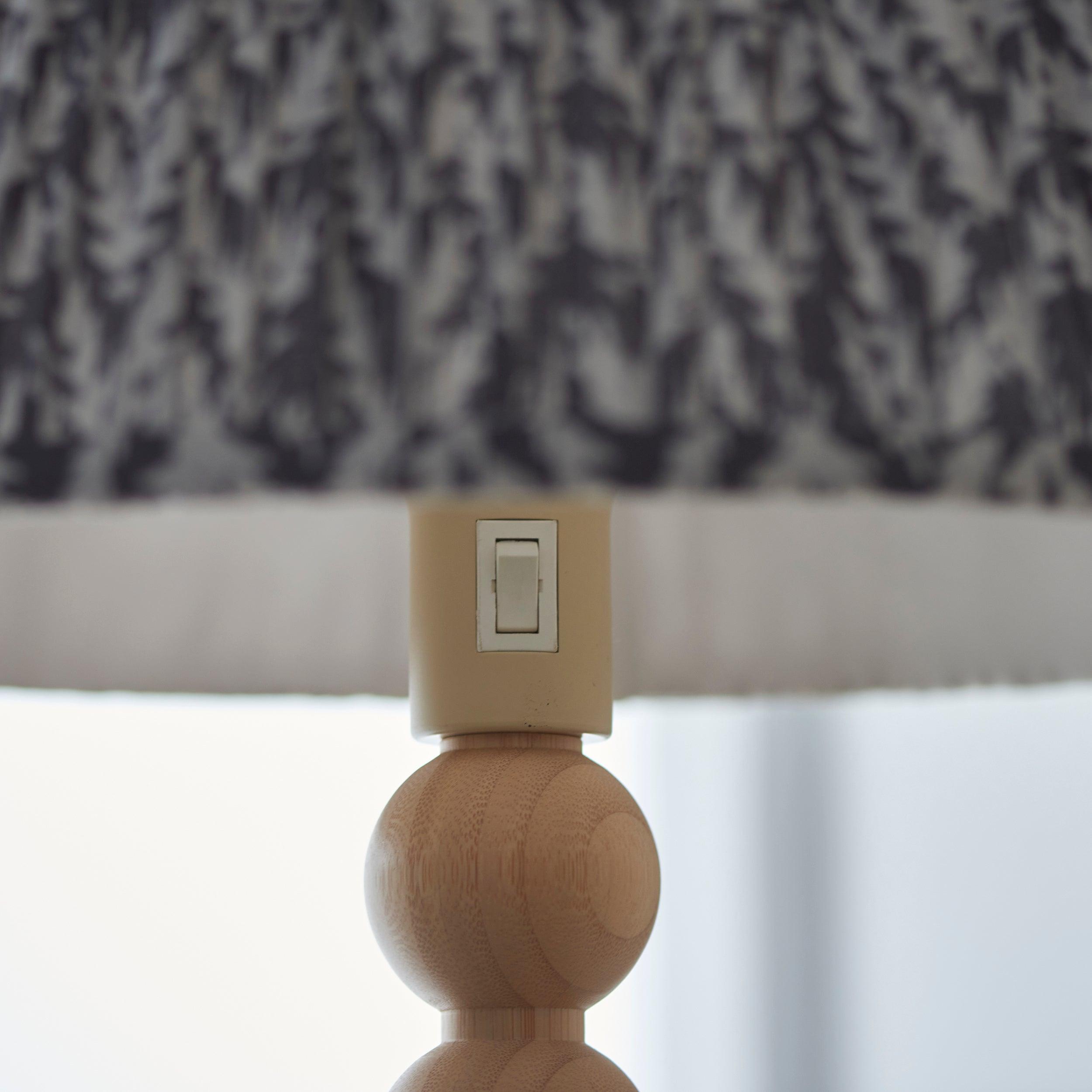 Cane Bamboo Floor Lamp & Leaf 40cm Pearl Grey Shade