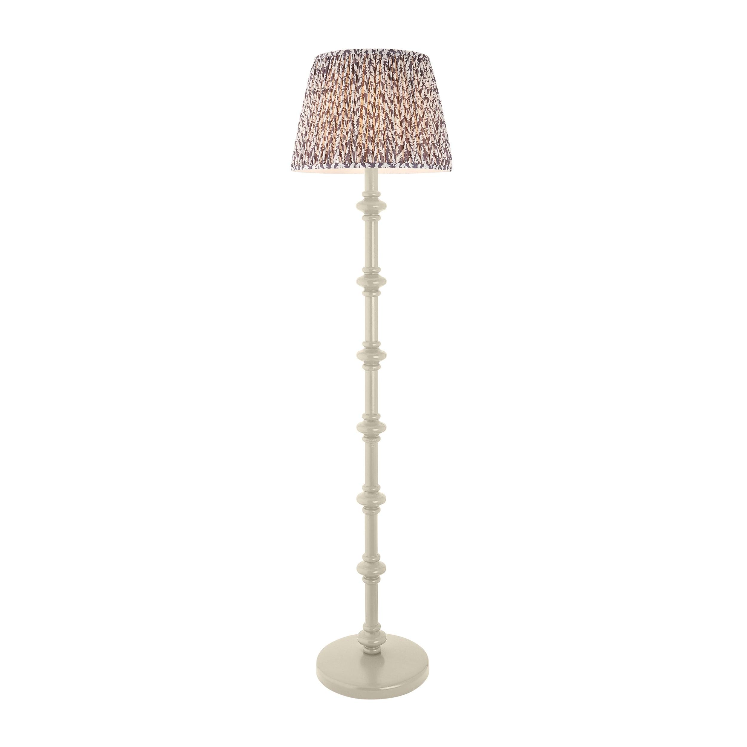 Carnaby White Wooden Floor Lamp & Leaf 40cm Pearl Grey Shade