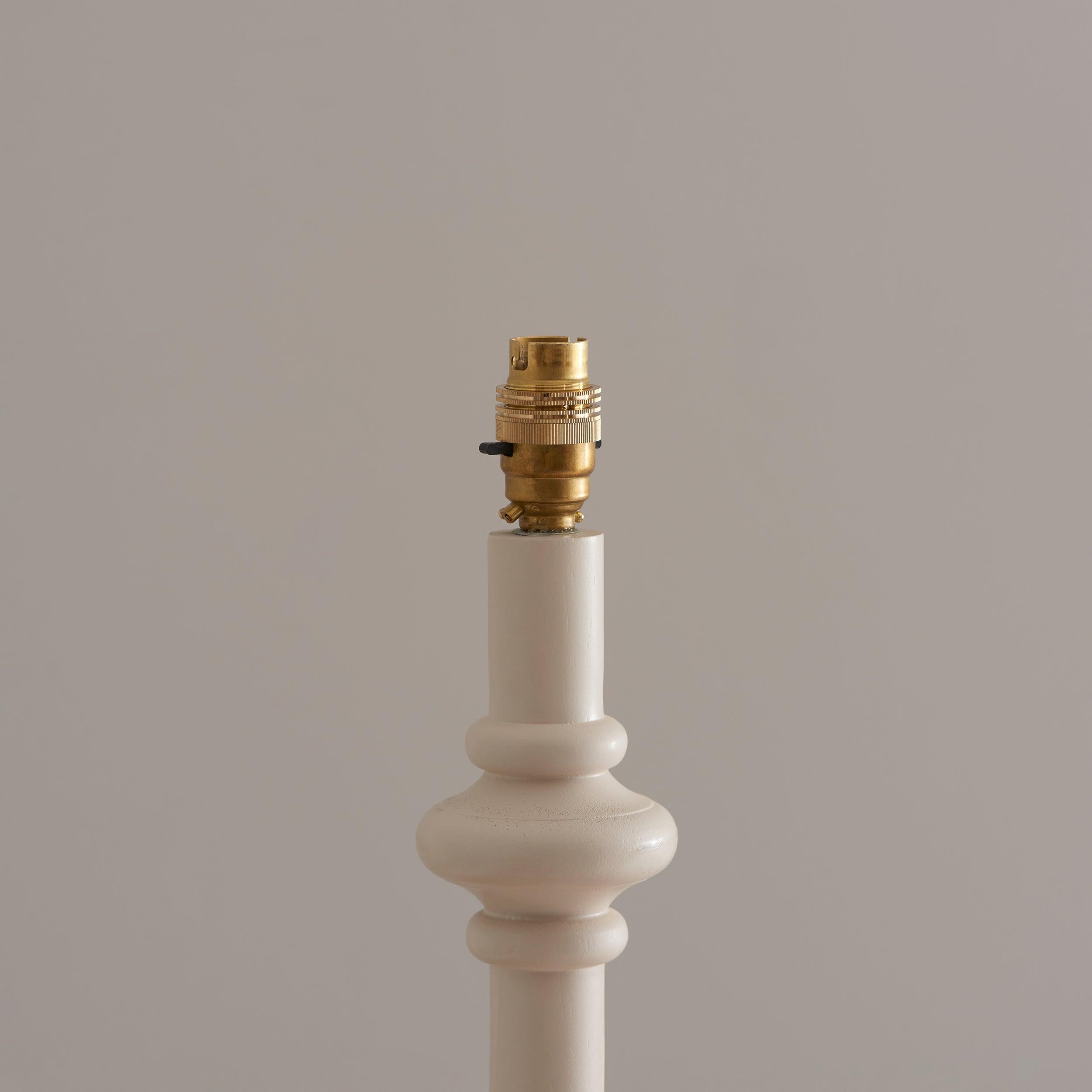 Carnaby White Wooden Floor Lamp & Leaf 40cm Pearl Grey Shade