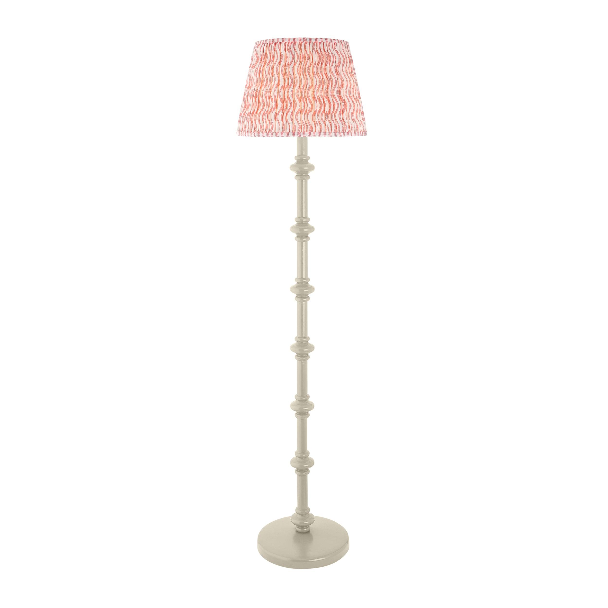 Carnaby White Wooden Floor Lamp & Ripple 40cm Coral Pink Shade