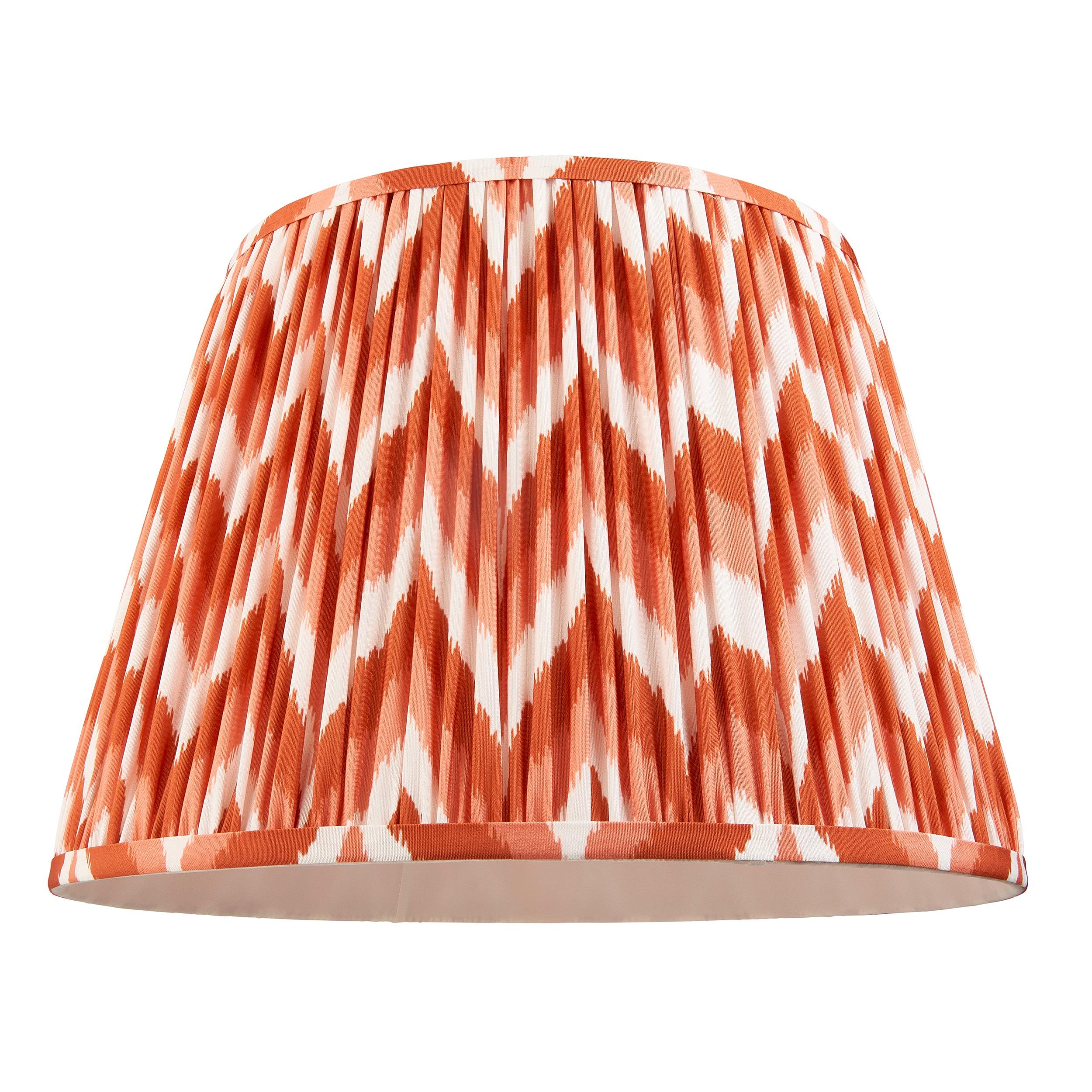 Carnaby White Wooden Floor Lamp & Zigzag 40cm Apricot Orange Shade