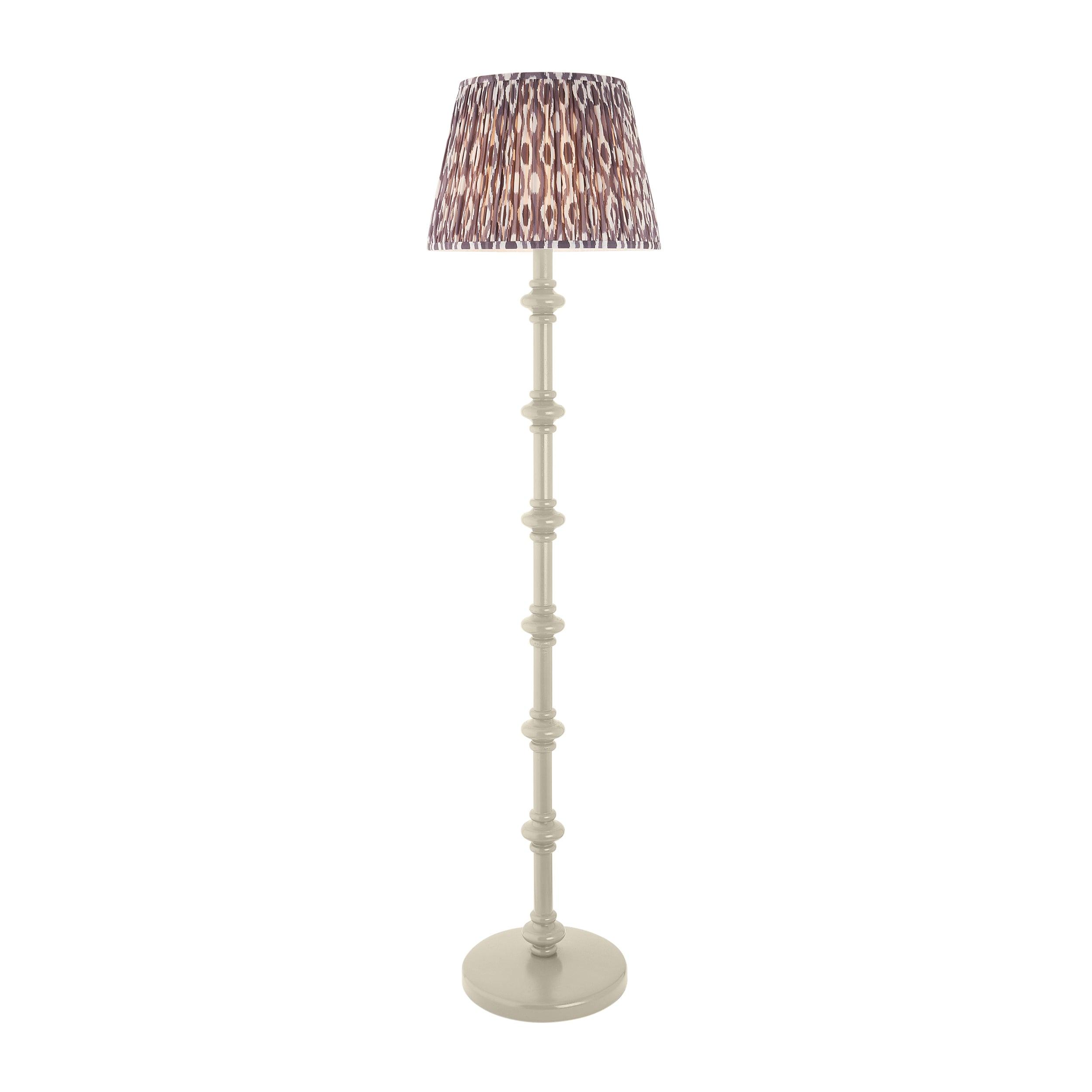 Carnaby White Wooden Floor Lamp & Ikat 40cm Pearl Grey Shade