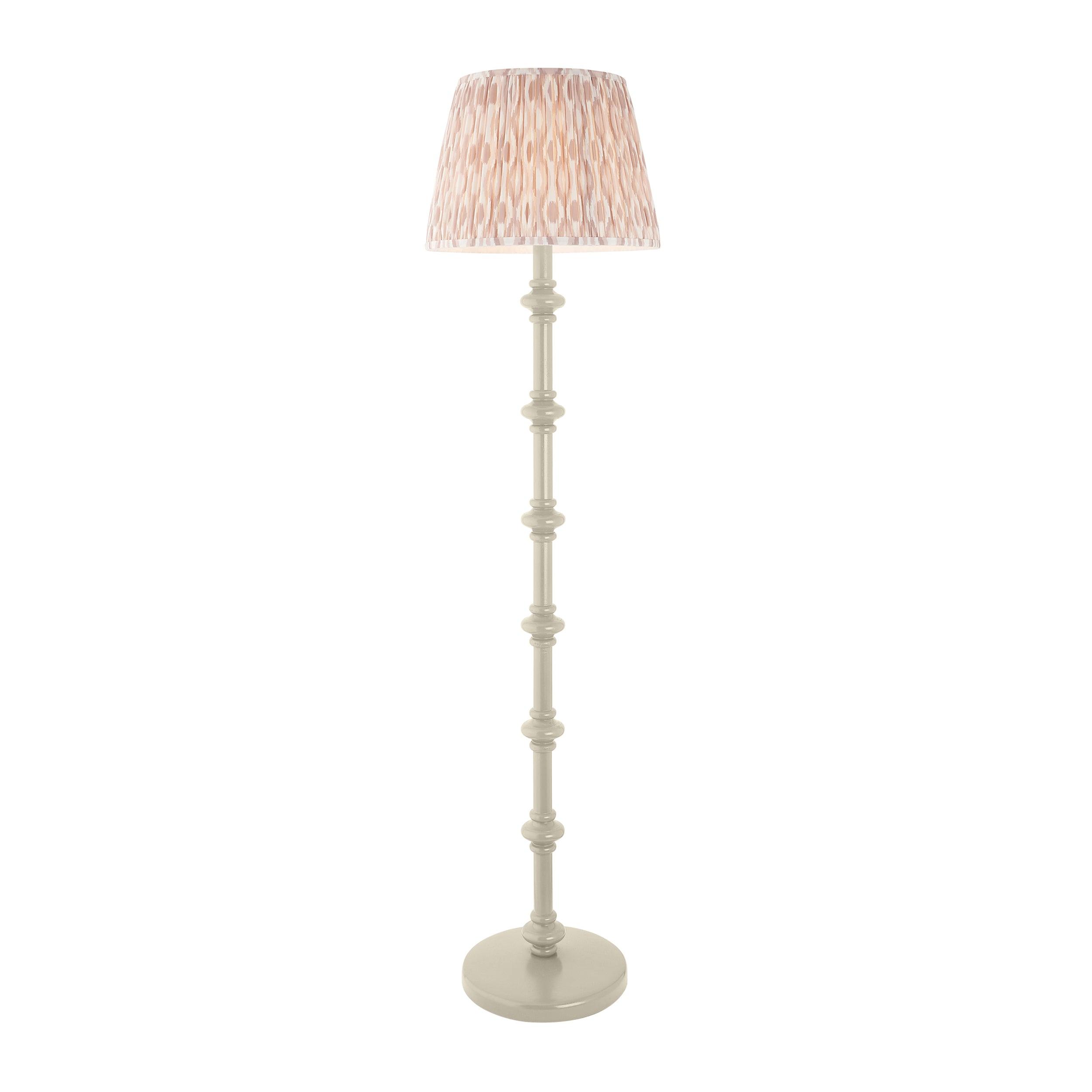 Carnaby White Wooden Floor Lamp & Ikat 40cm Neutral Shade