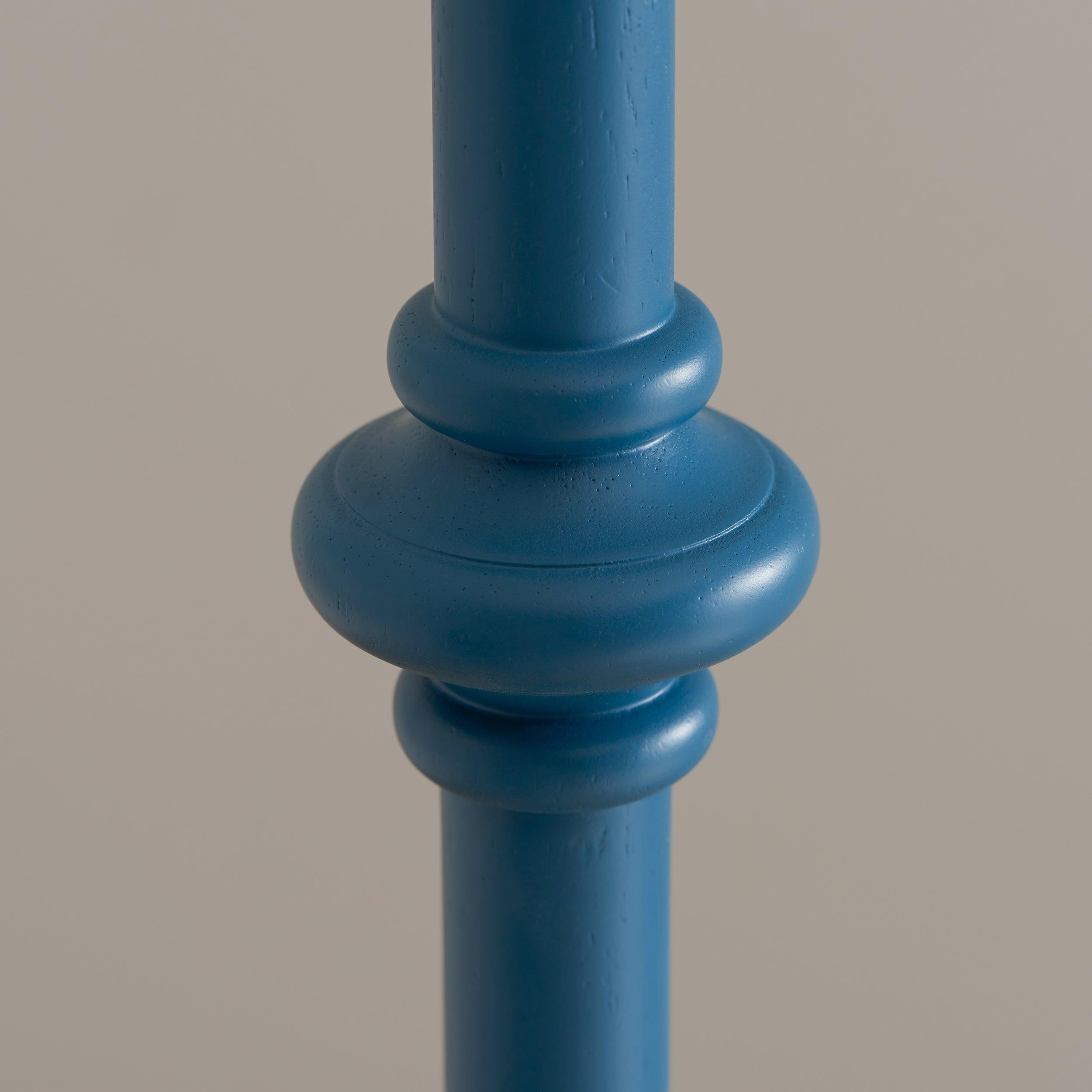 Carnaby Blue Wooden Floor Lamp & Zigzag 40cm Pearl Grey Shade