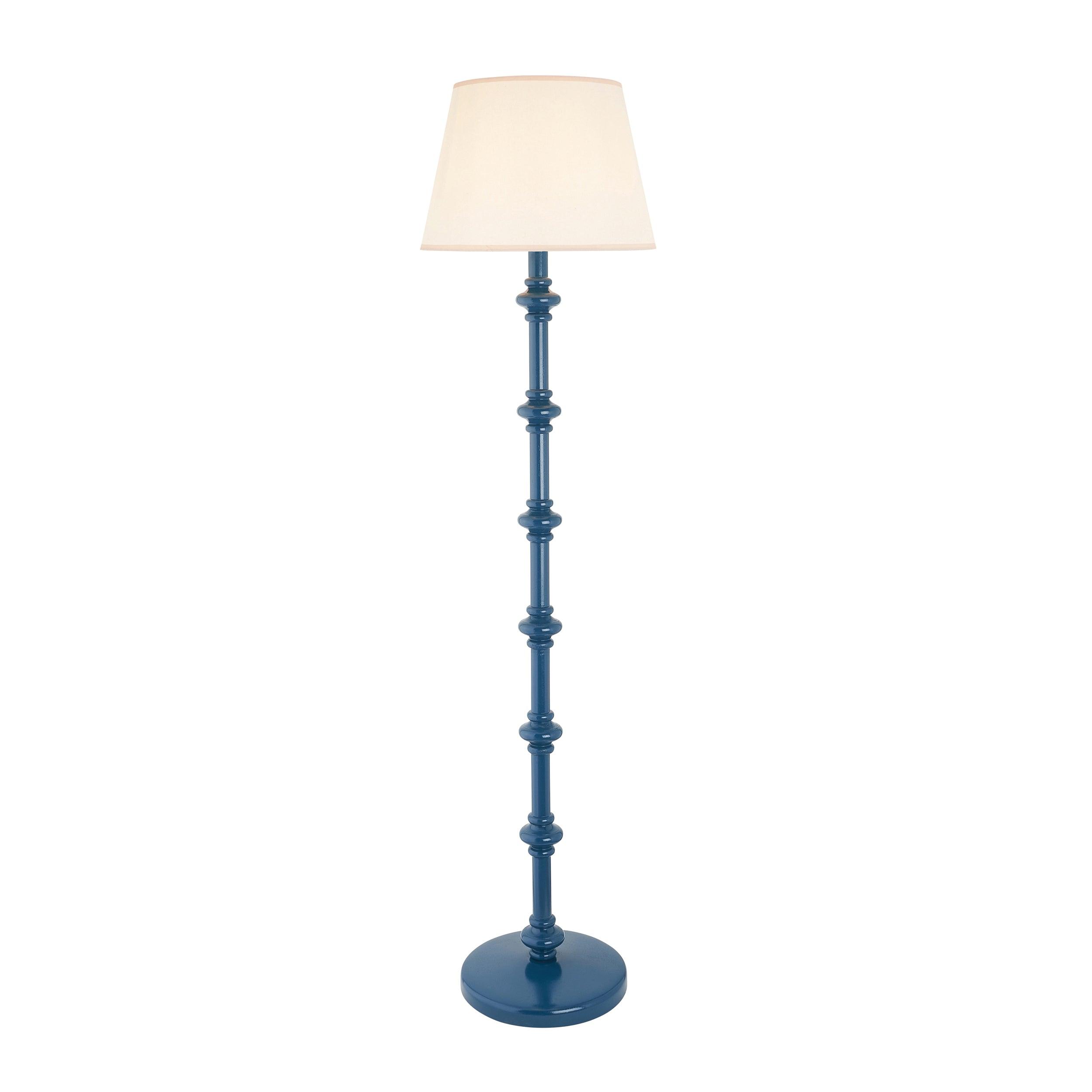 Carnaby Blue Wooden Floor Lamp & Ivy 40cm Vintage White Shade