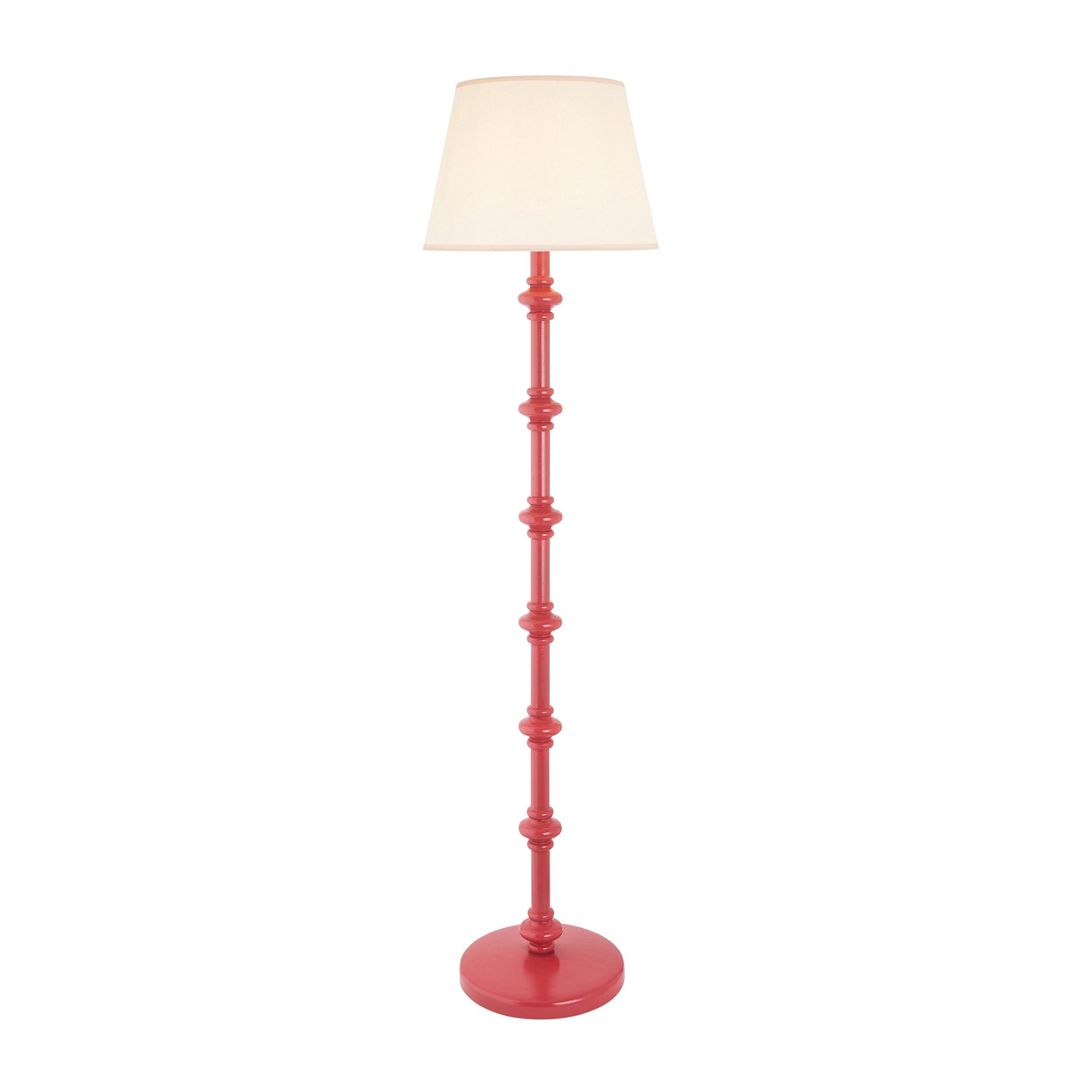 Carnaby Pink Wooden Floor Lamp & Ivy 40cm Vintage White Shade