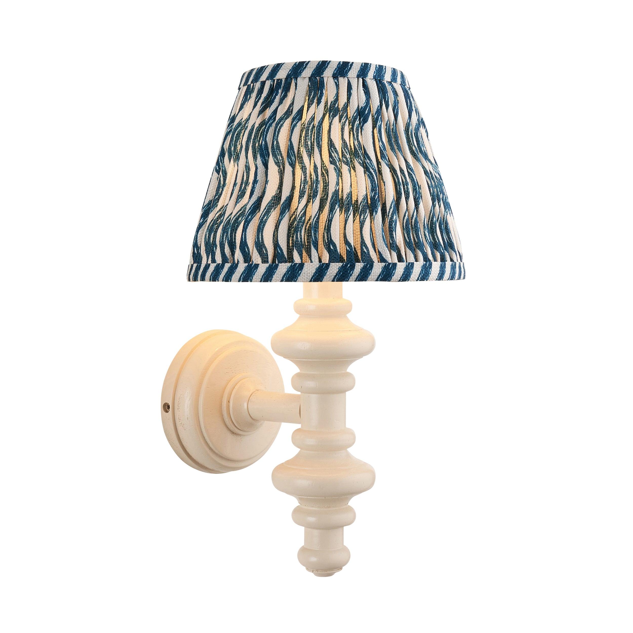 Carnaby White Wall Light & Ripple 20cm Marlin Blue Shade