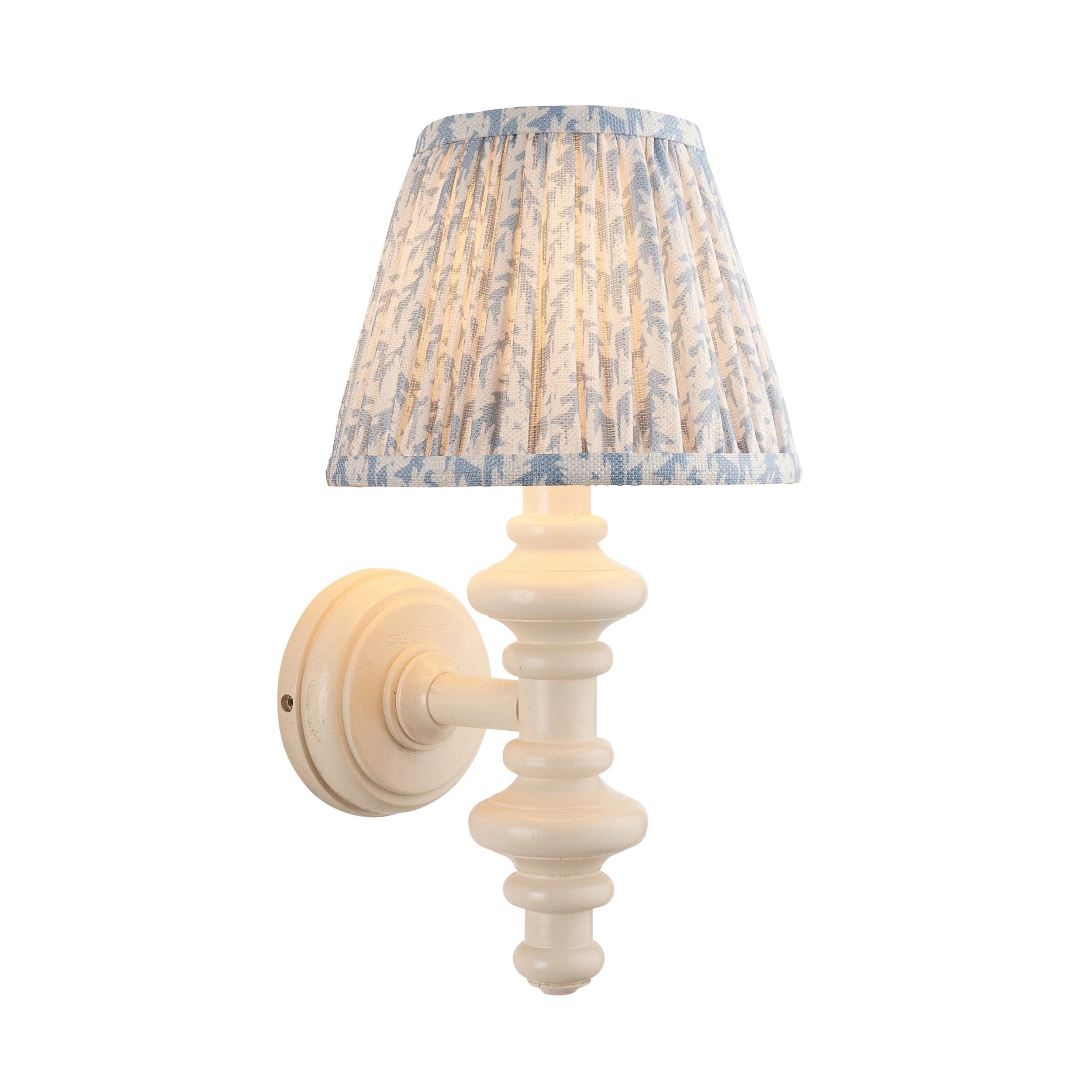 Carnaby White Wall Light & Leaf 20cm Shell Bay Blue Shade