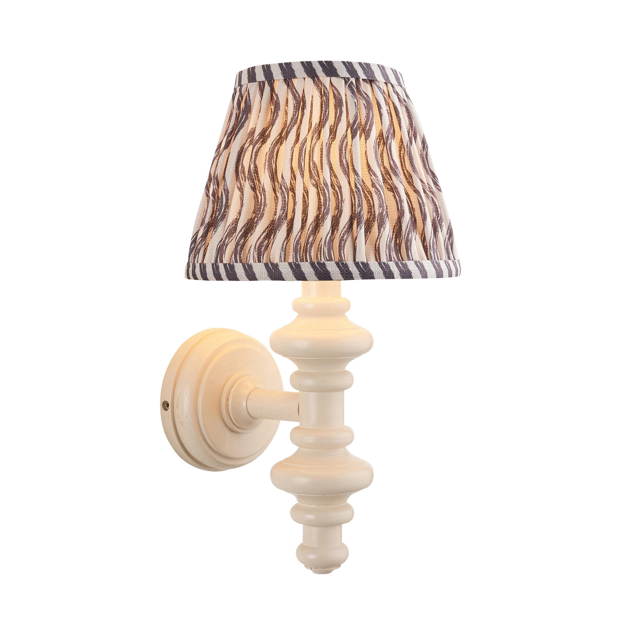 Carnaby White Wall Light & Ripple 20cm Pearl Grey Shade