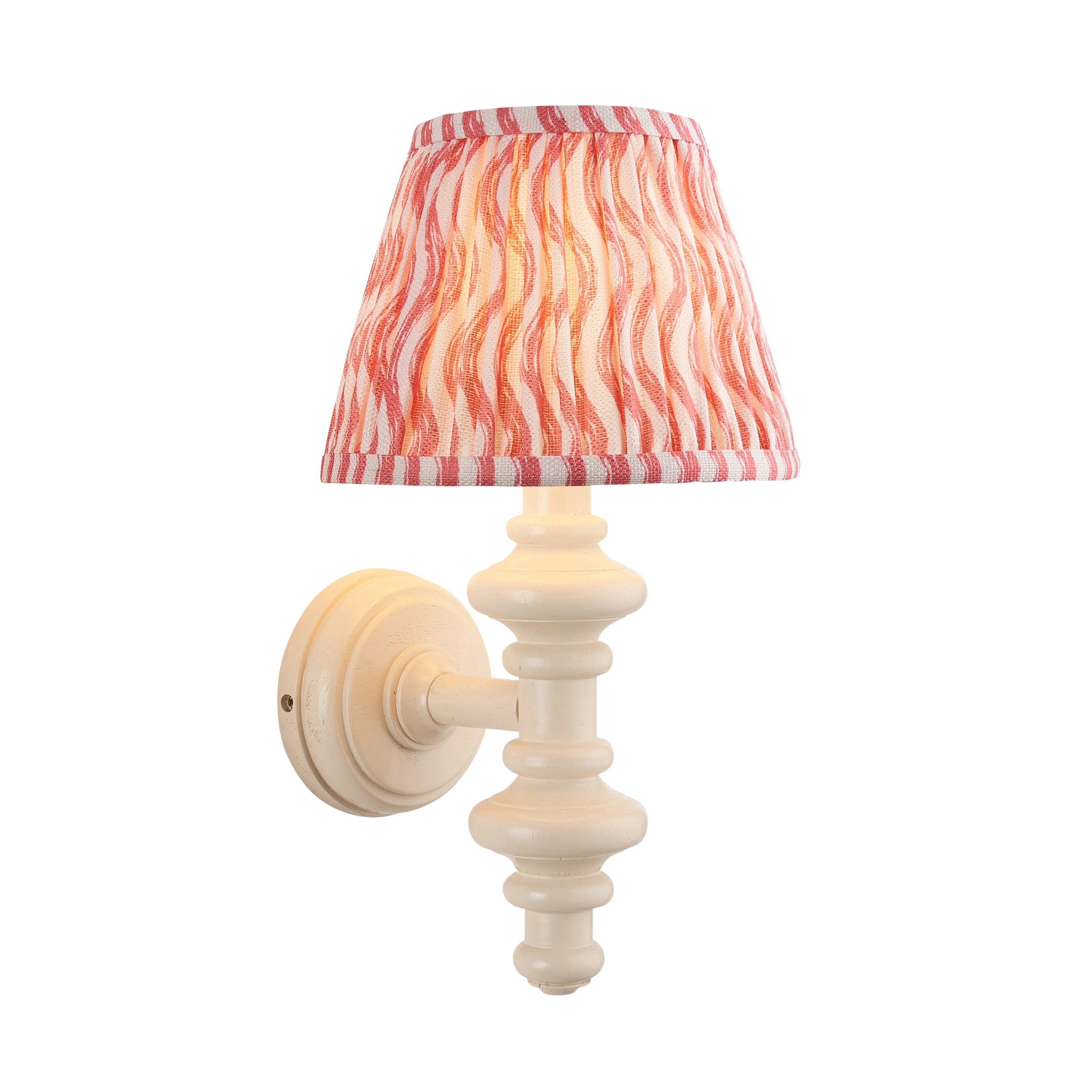 Carnaby White Wall Light & Ripple 20cm Coral Pink Shade