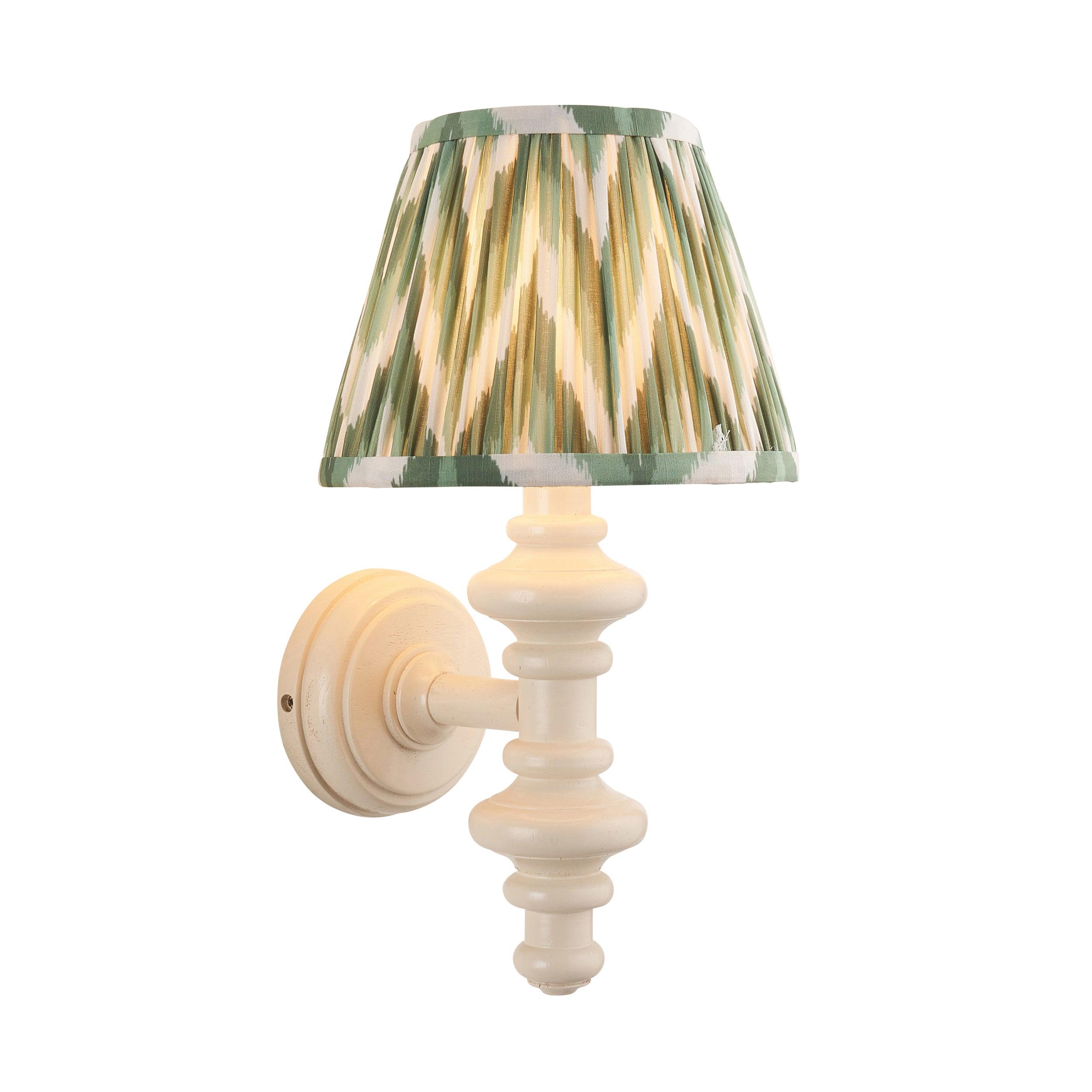 Carnaby White Wall Light & Zigzag 20cm Cotswold Green Shade