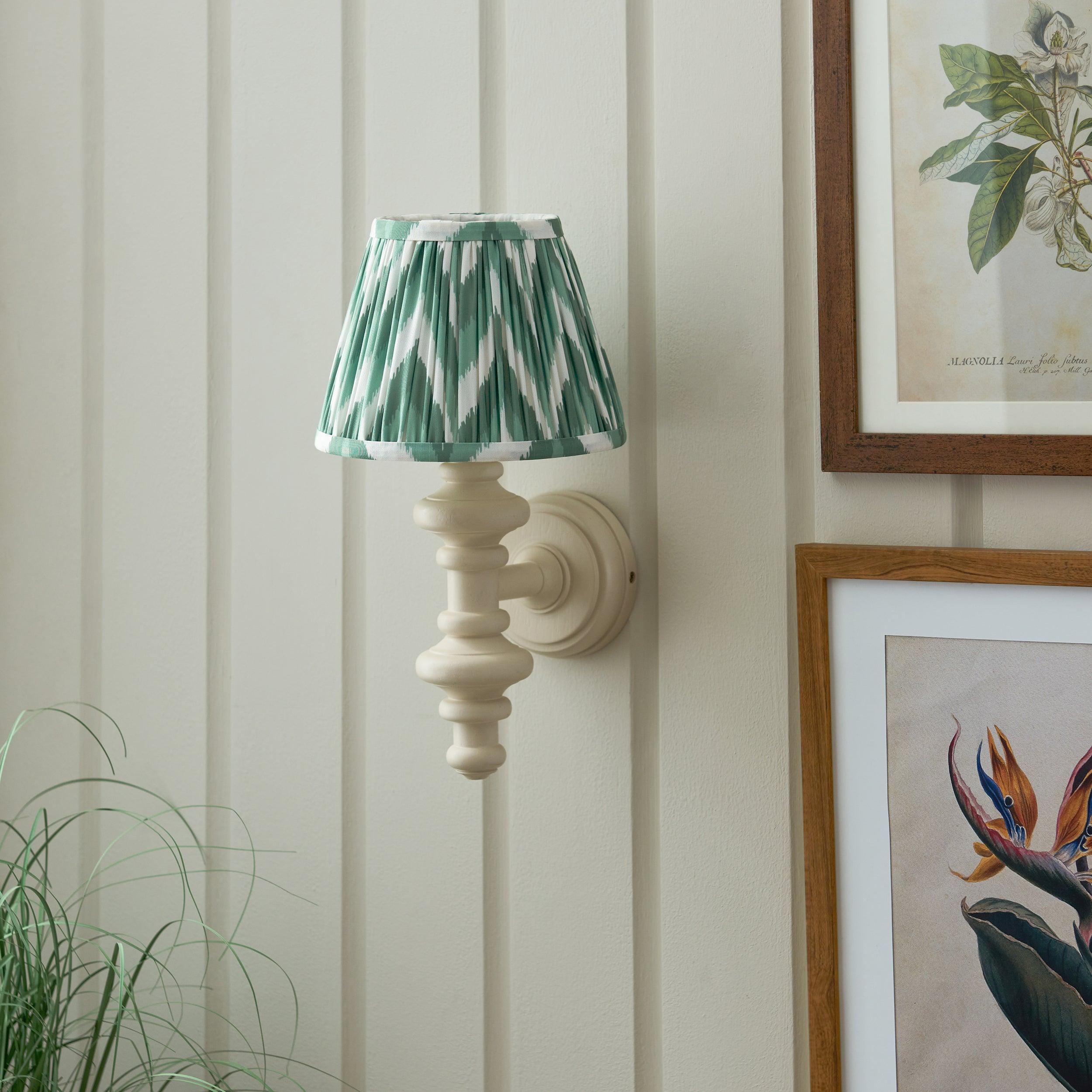Carnaby White Wall Light & Zigzag 20cm Cotswold Green Shade