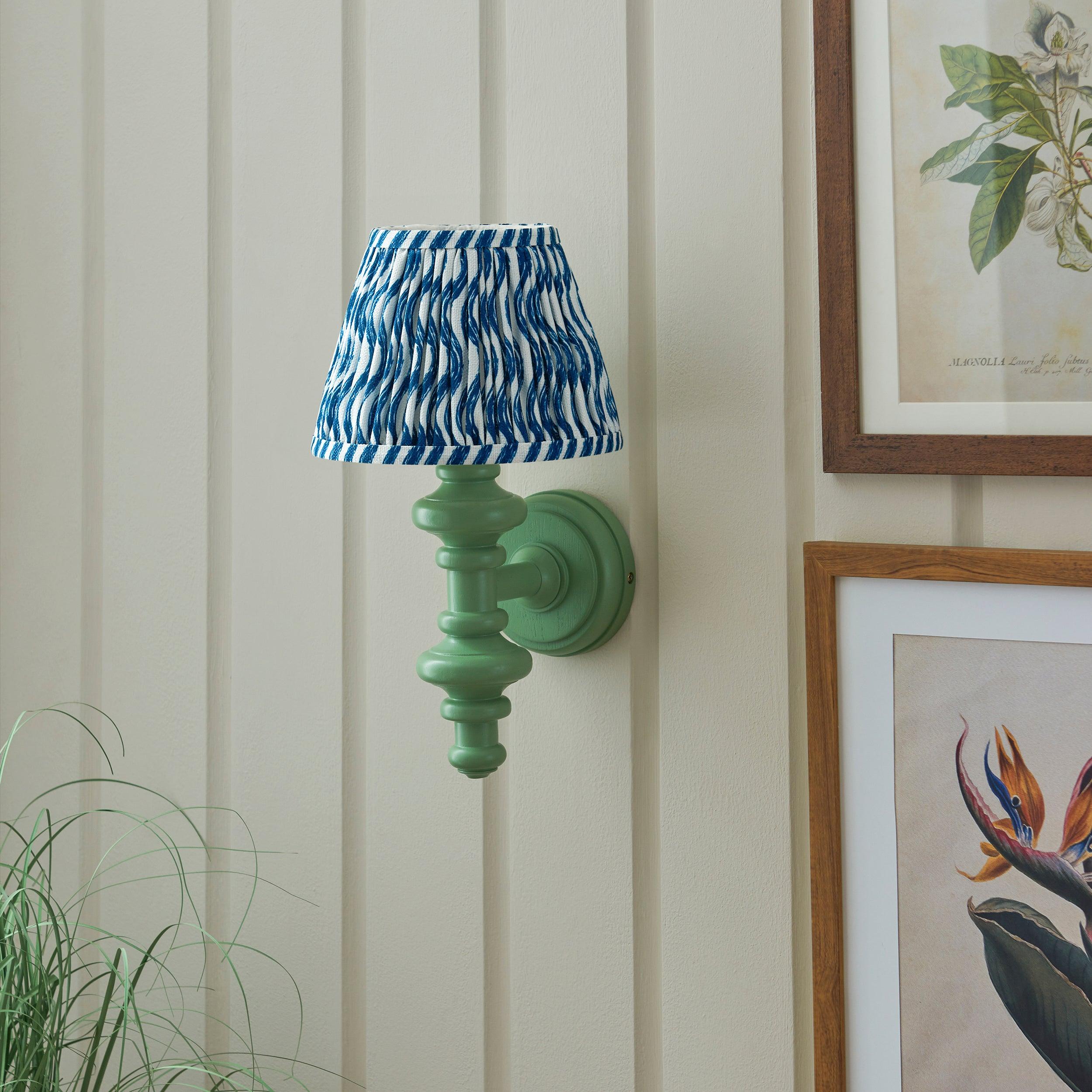 Carnaby Green Wall Light & Ripple 20cm Marlin Blue Shade
