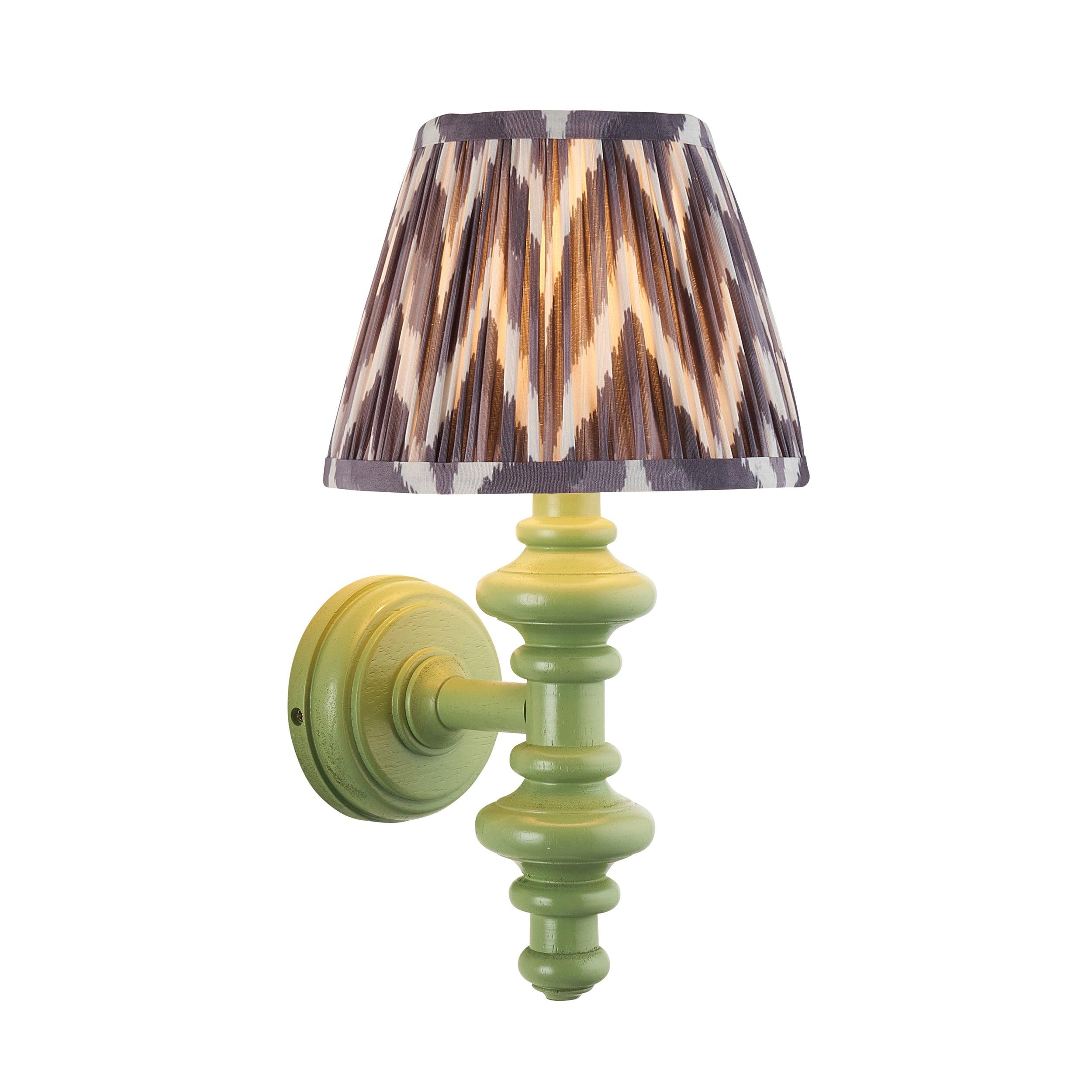 Carnaby Green Wall Light & Zigzag 20cm Pearl Grey Shade