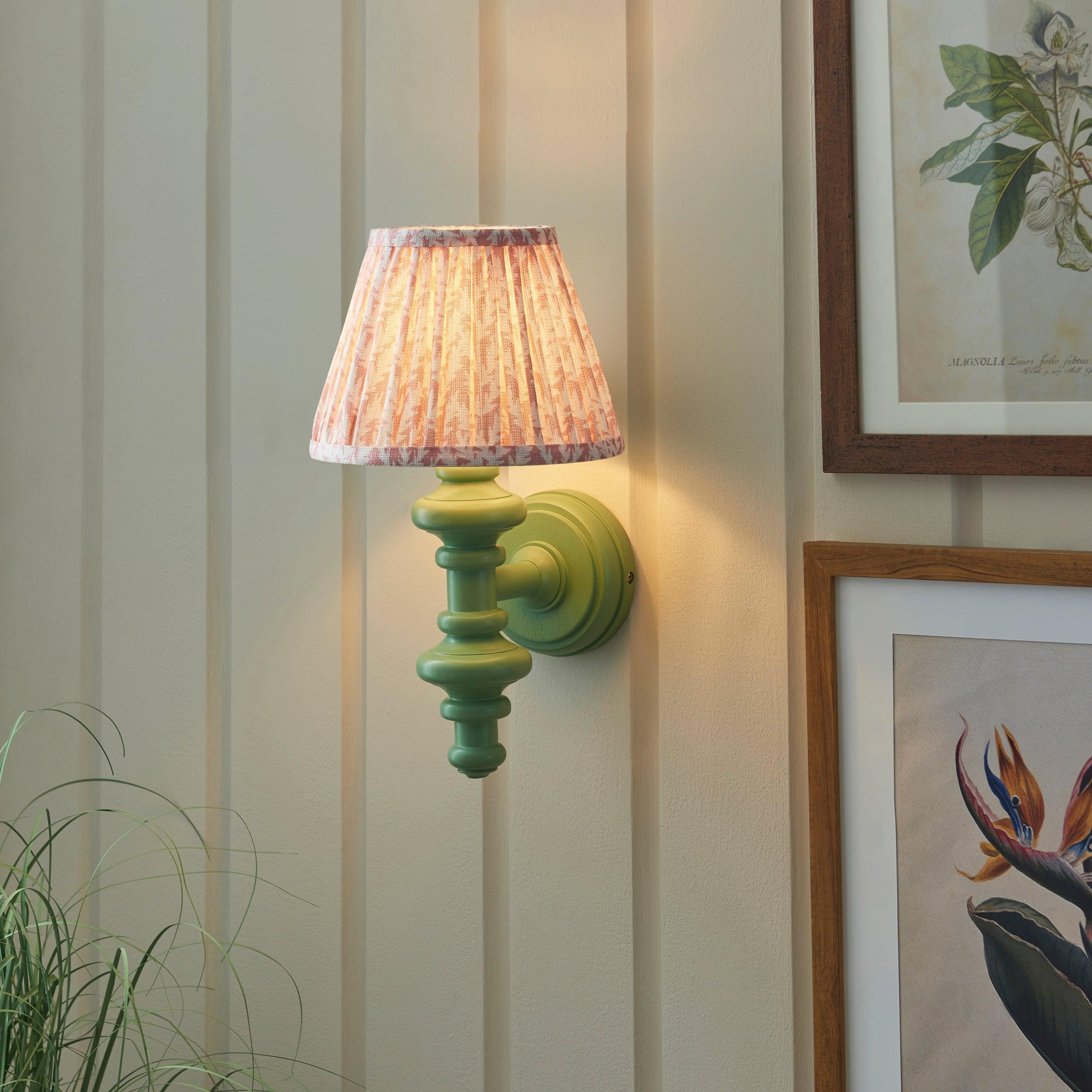 Carnaby Green Wall Light & Leaf 20cm Peachy keen Shade