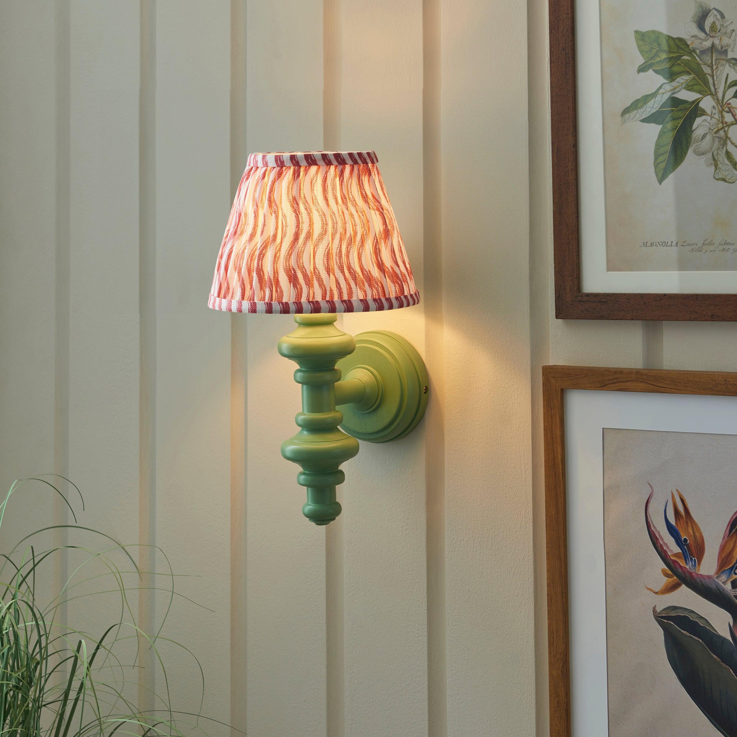 Buy Carnaby Green Wall Light & Ripple 20cm Coral Pink Shade