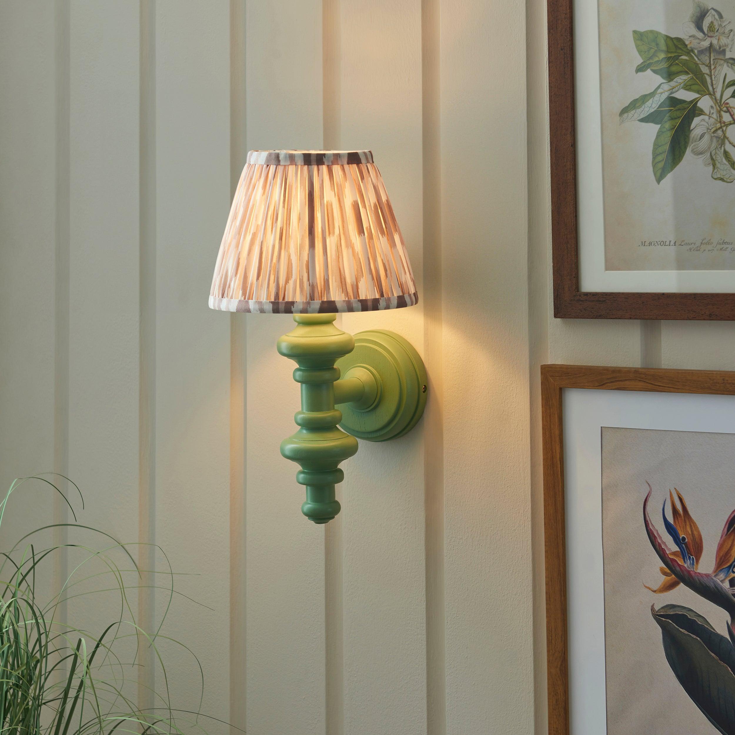 Carnaby Green Wall Light & Ikat 20cm Neutral Shade