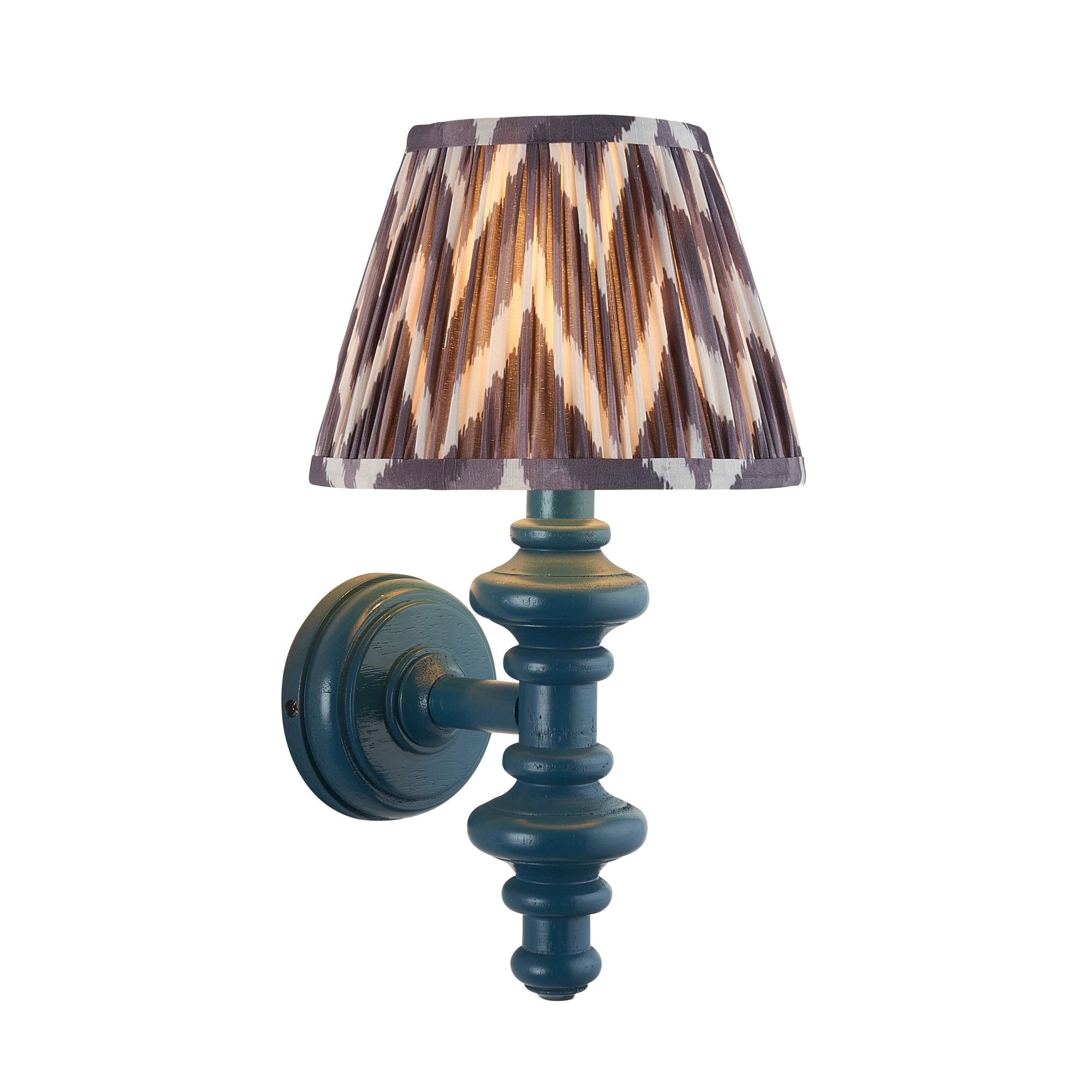 Carnaby Blue Wall Light & Zigzag 20cm Pearl Grey Shade